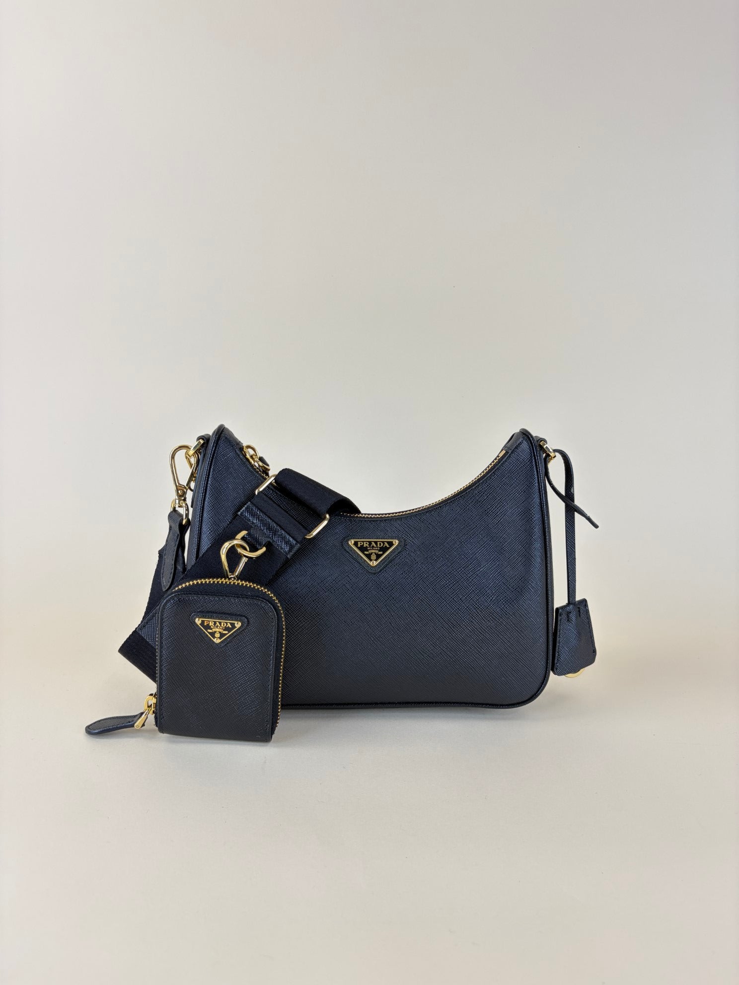 Prada Black Re-Edition 2005 Crossbody Bag with Chain