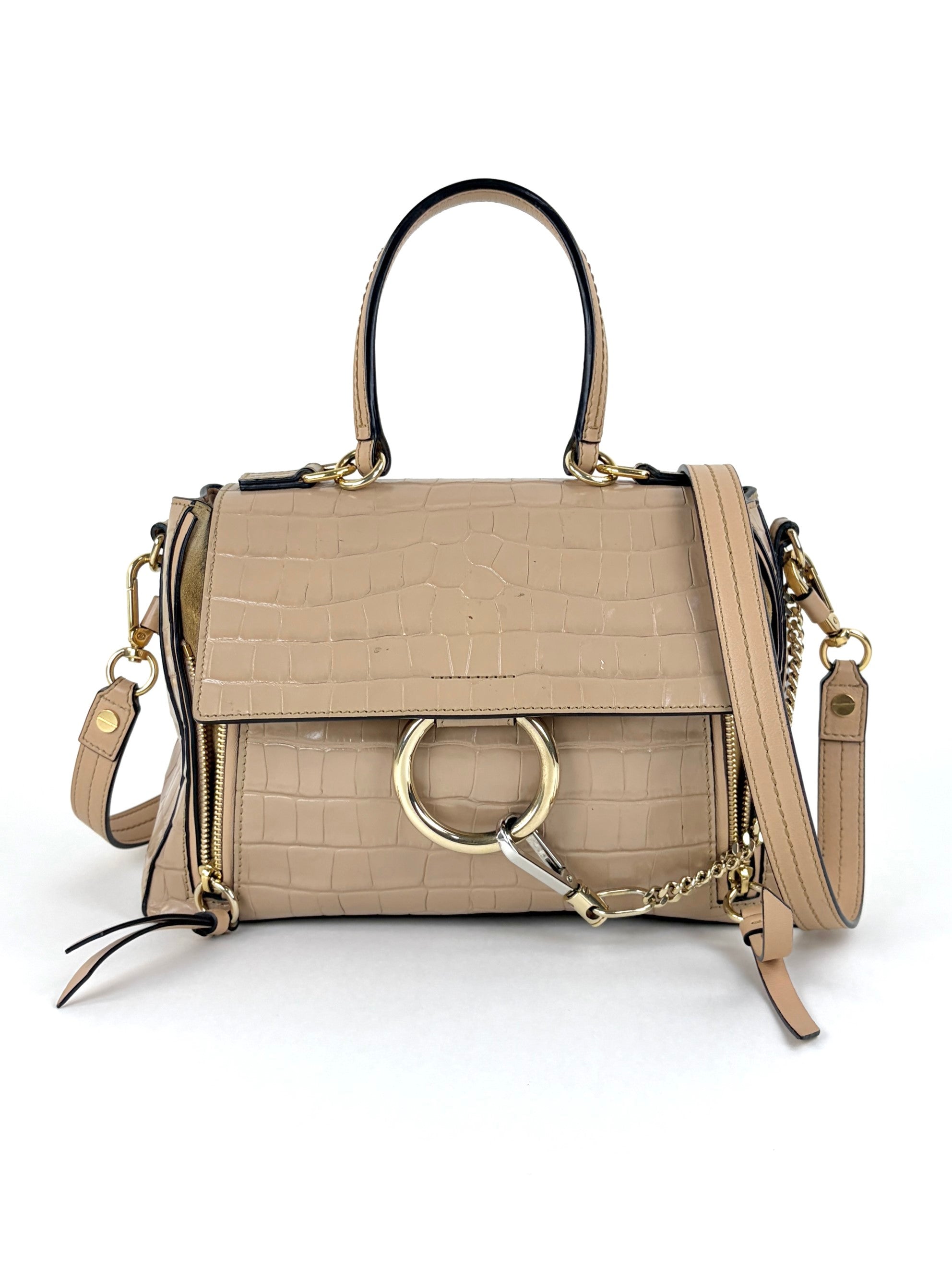 Chloe beige calfskin crocodile embossed small Faye day