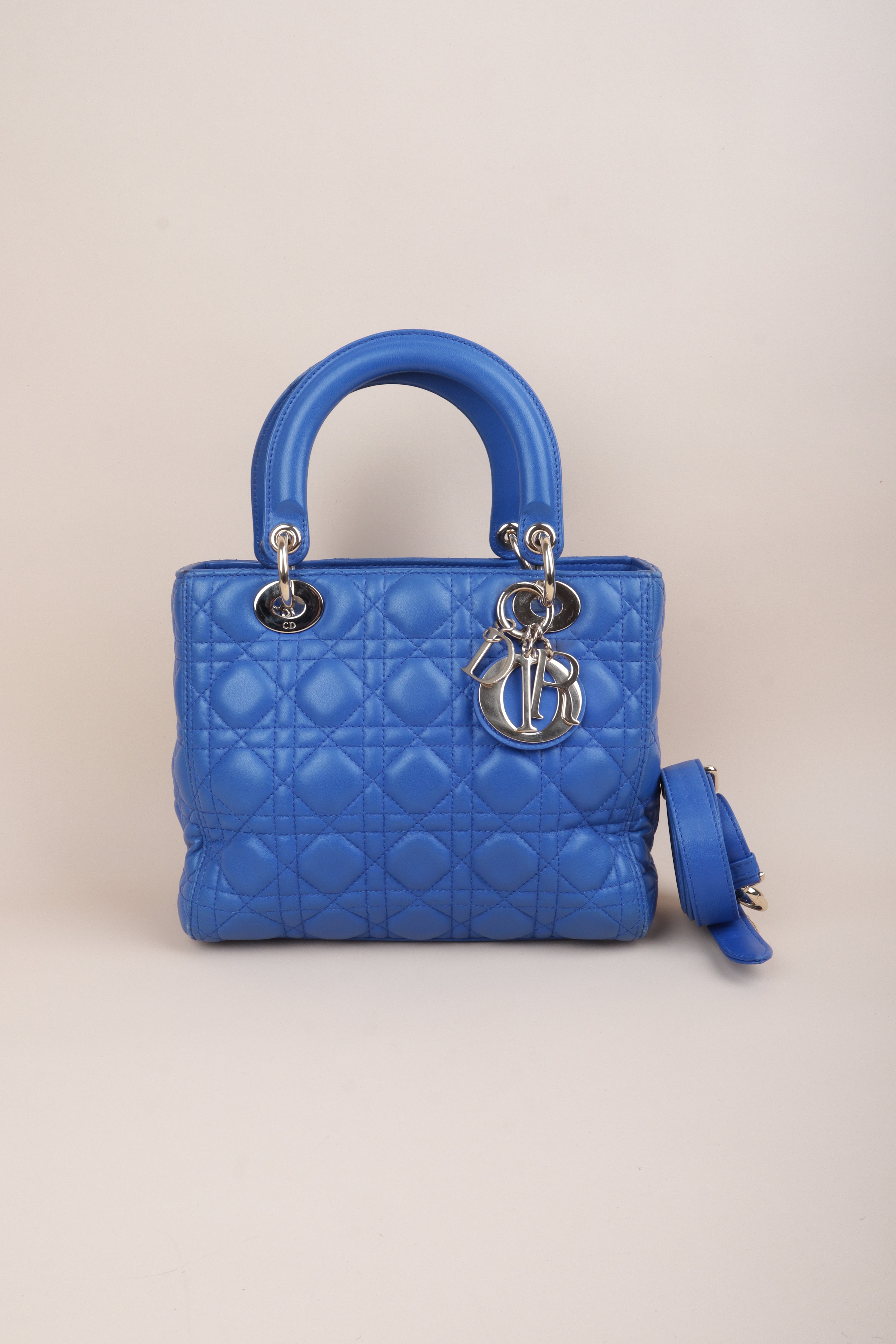 Christian Dior Blue Medium Lady Dior Tote Bag