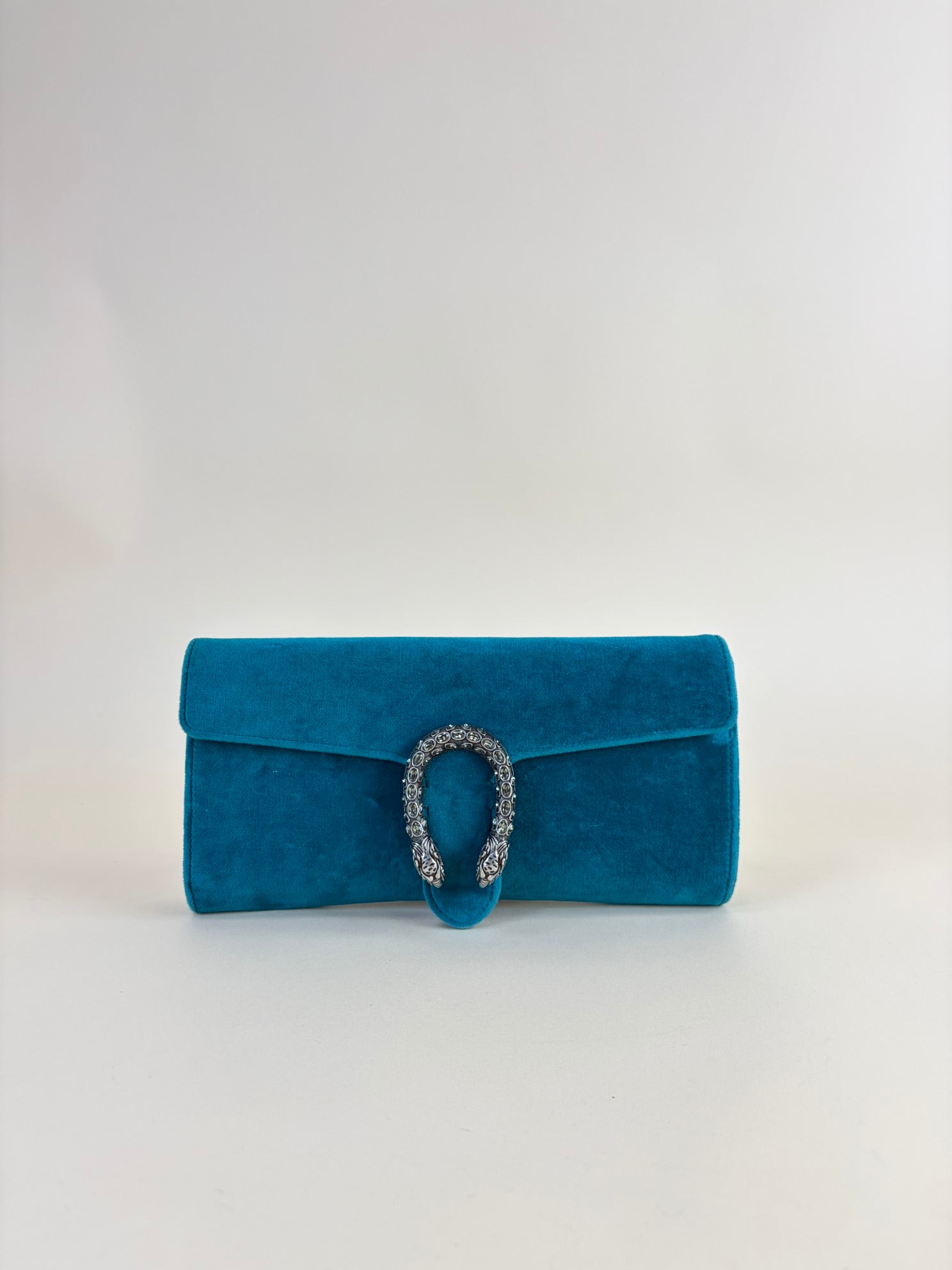 Gucci Turquoise Dionysus velvet crystal clutch
