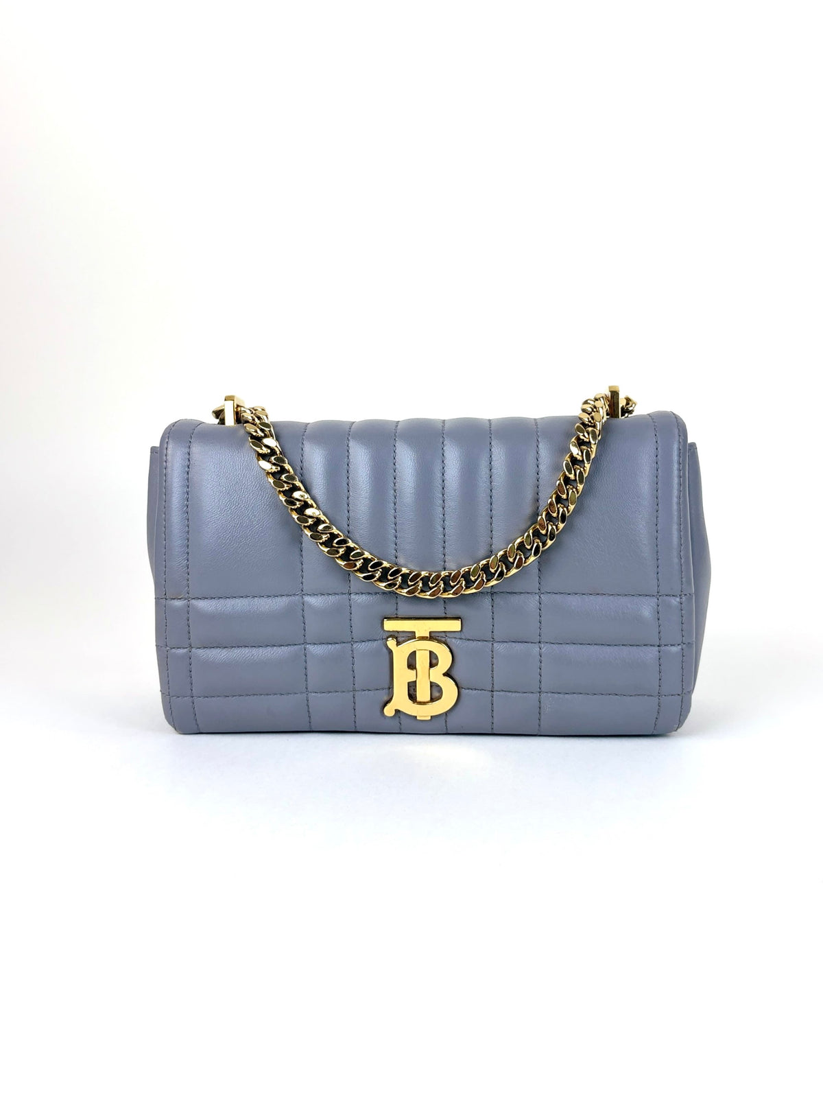 Burberry grey quilted leather Lola small shoulder chain bag