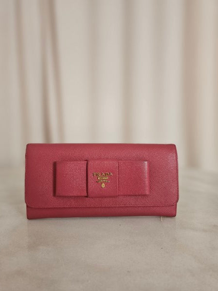 Prada Pink Bow Continental Flap Long Wallet