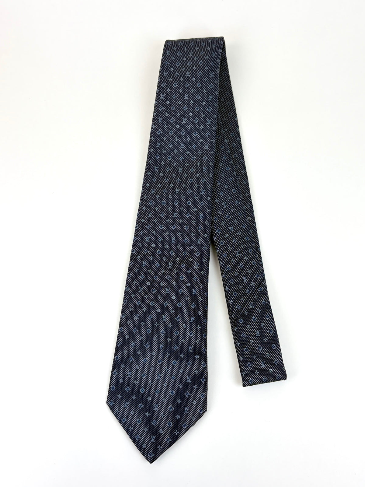 Louis Vuitton dark grey monogram classic tie