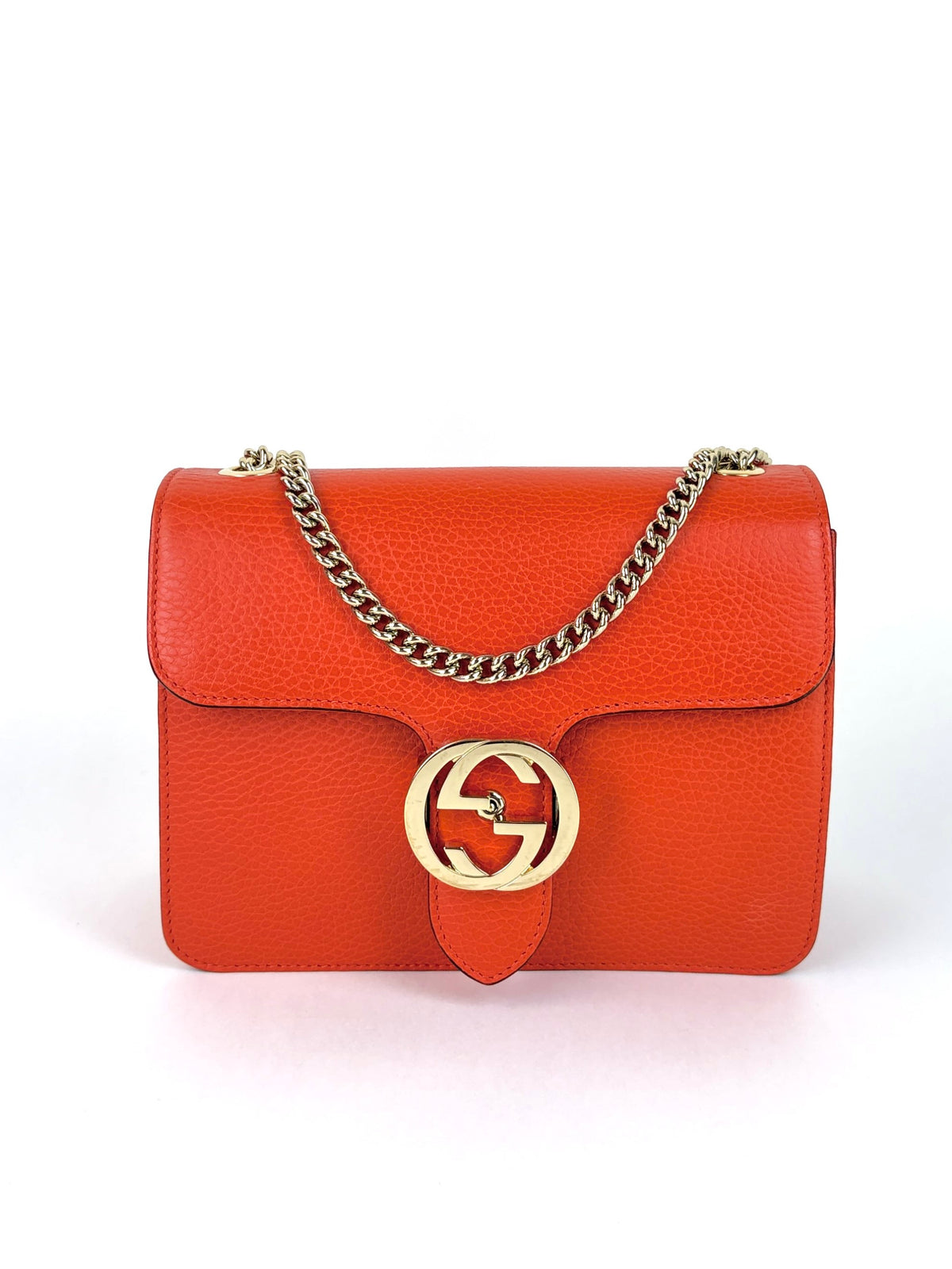 Gucci orange calfskin leather interlocking G shoulder bag