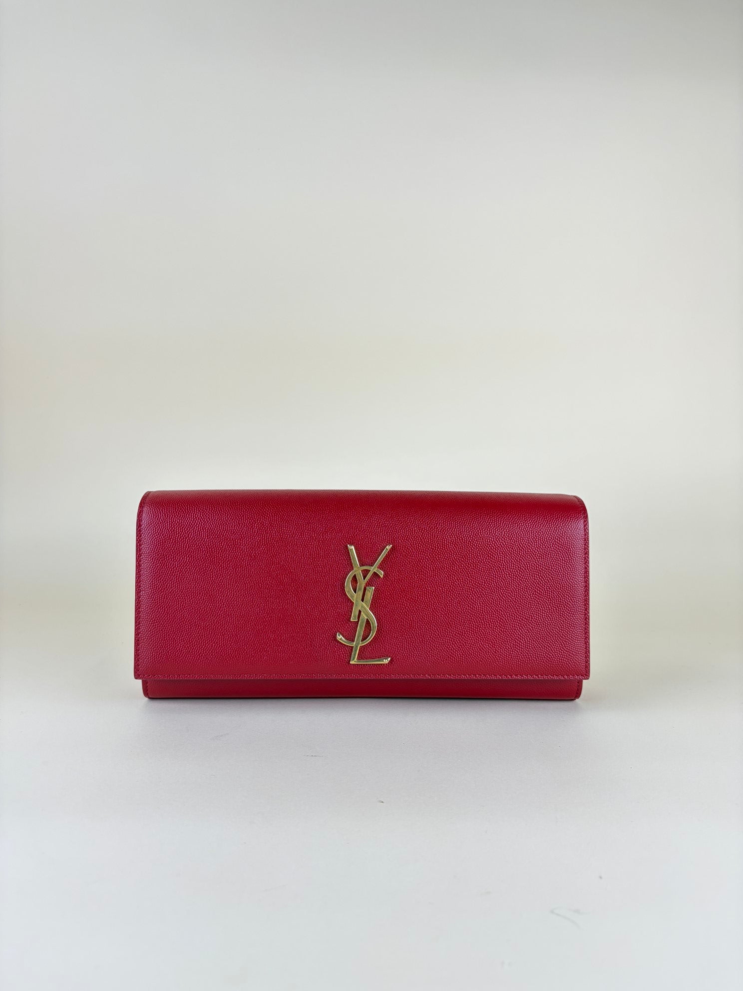 YSL Red Classic Monogram Cassandre Flap Clutch