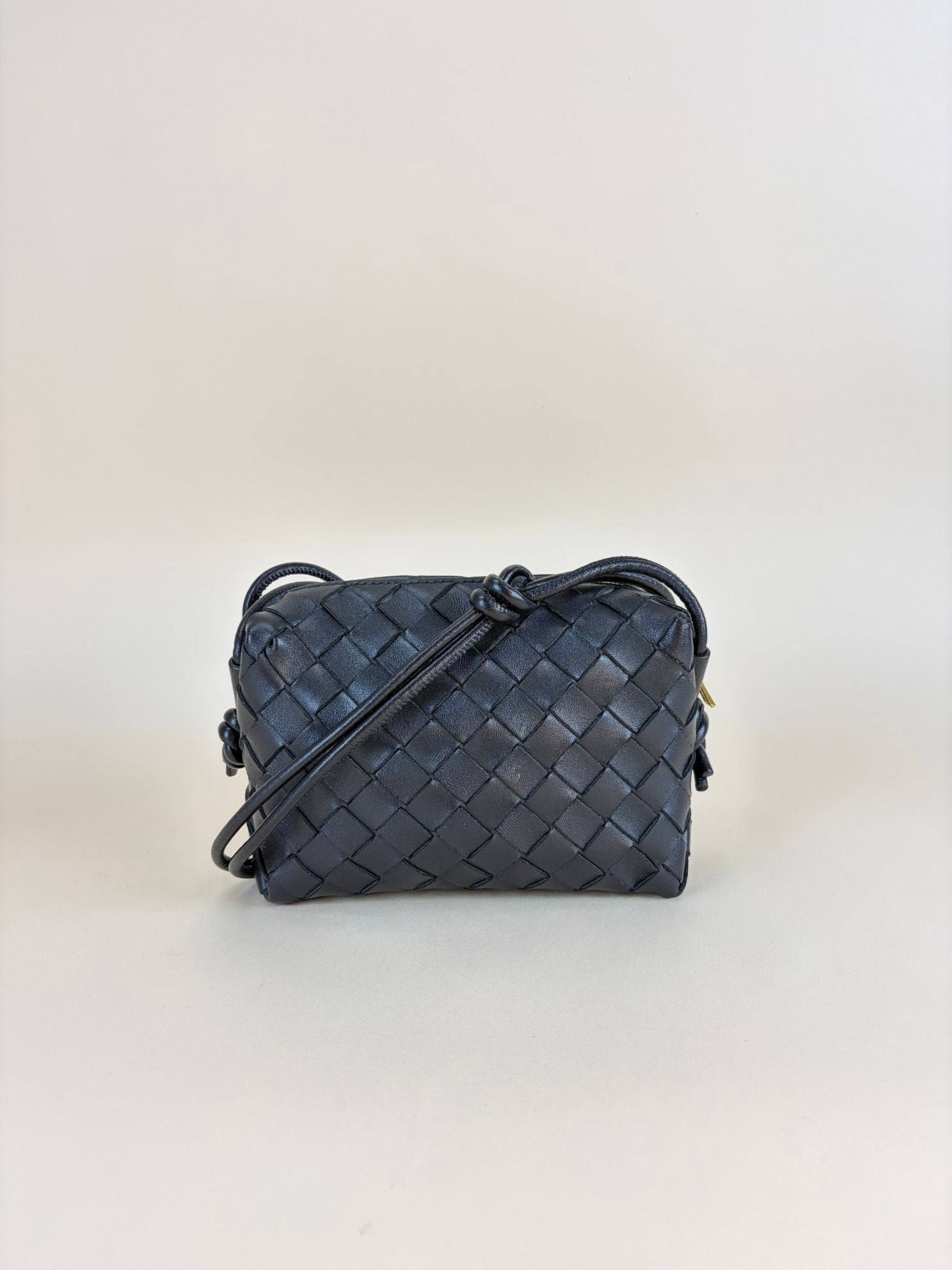 Bottega Veneta Black Intrecciato Mini Loop Camera Bag