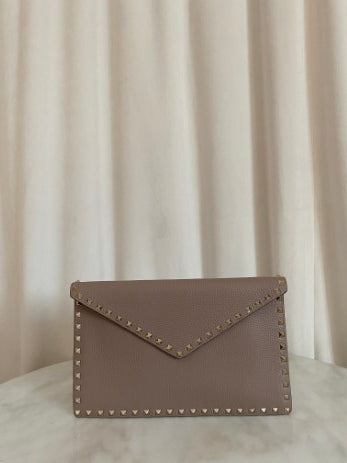 Valentino Nude Envelope Studded Clutch