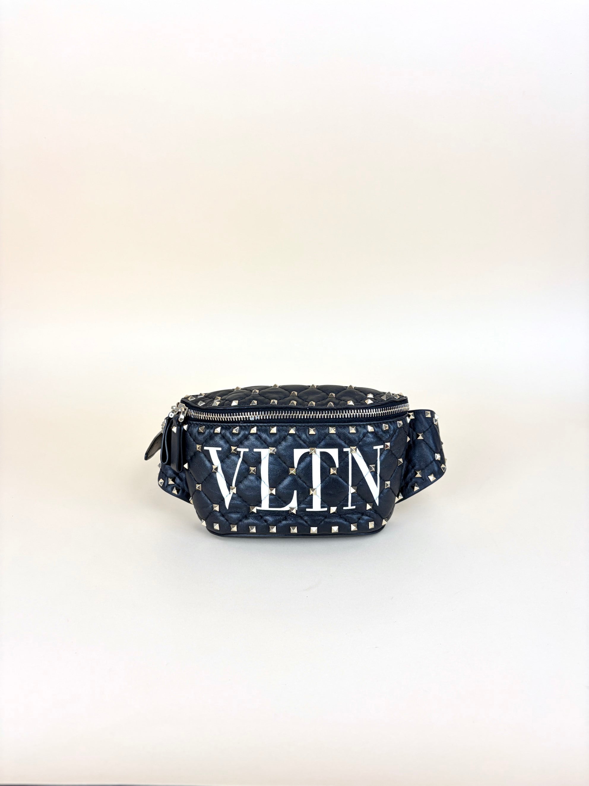 Valentino Black VLTN Rockstud Spike Belt Bag