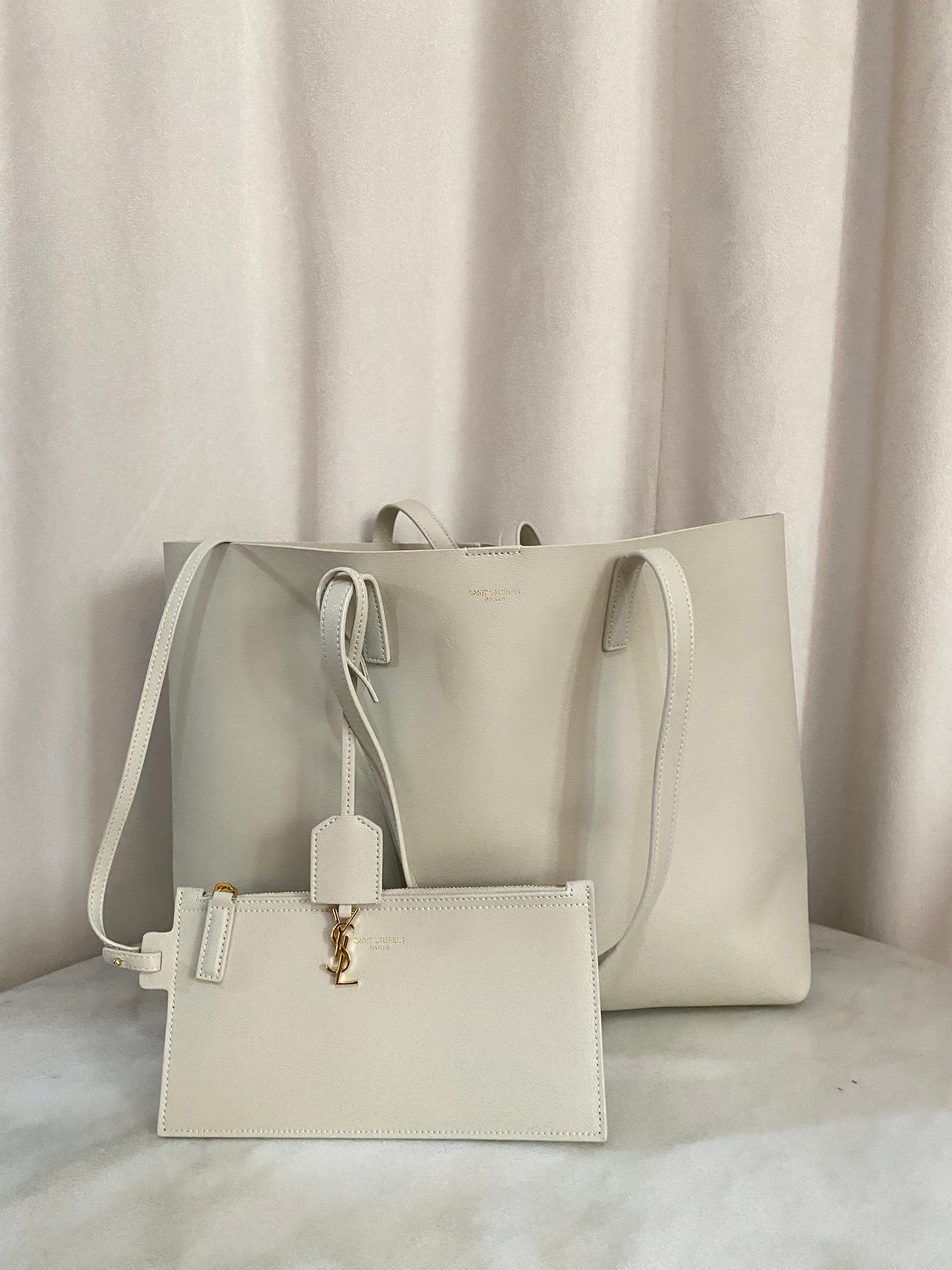 YSL Off White E/W Shopping Tote Bag