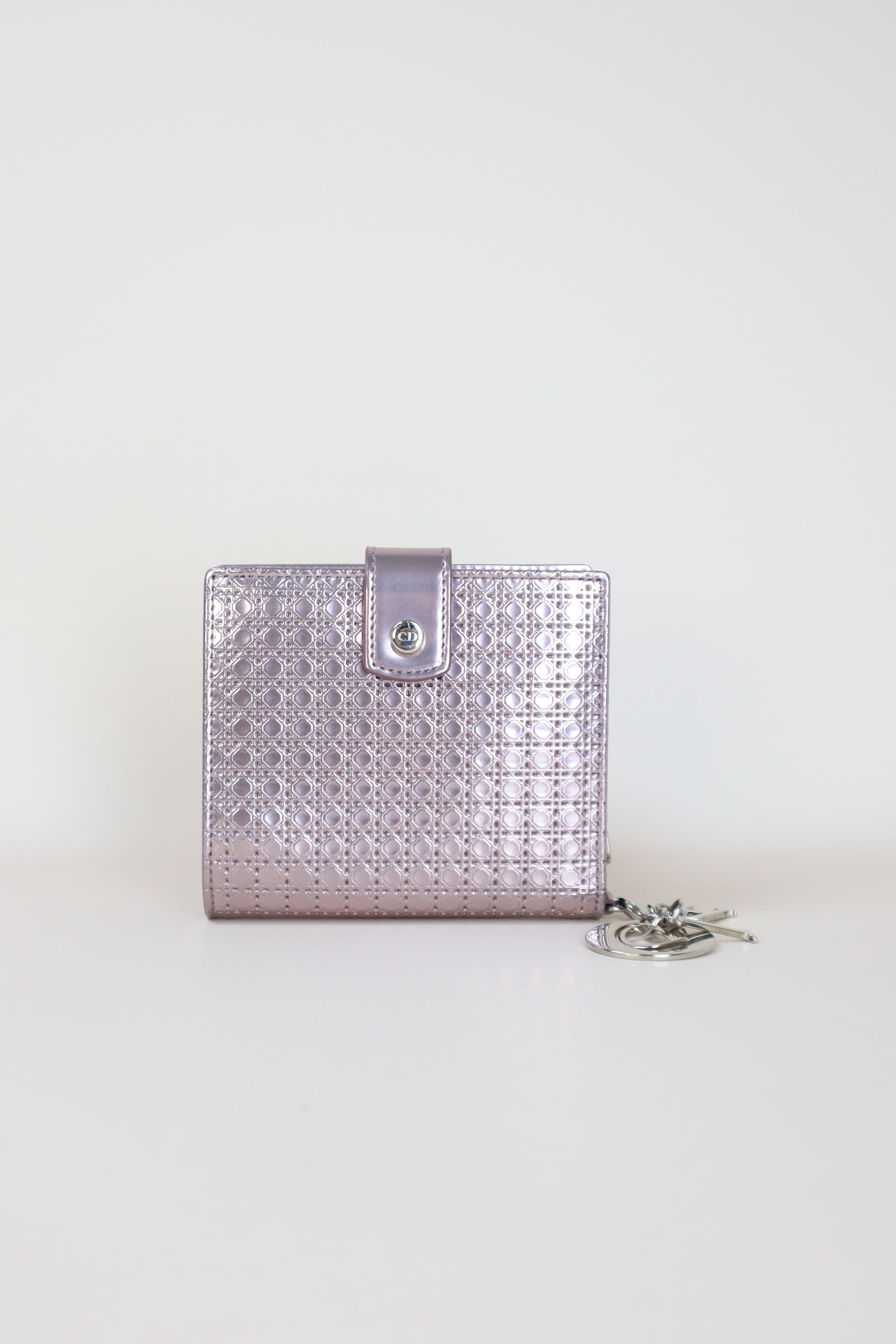 Christian Dior Metallic Rose Micro Cannage CD Small Wallet