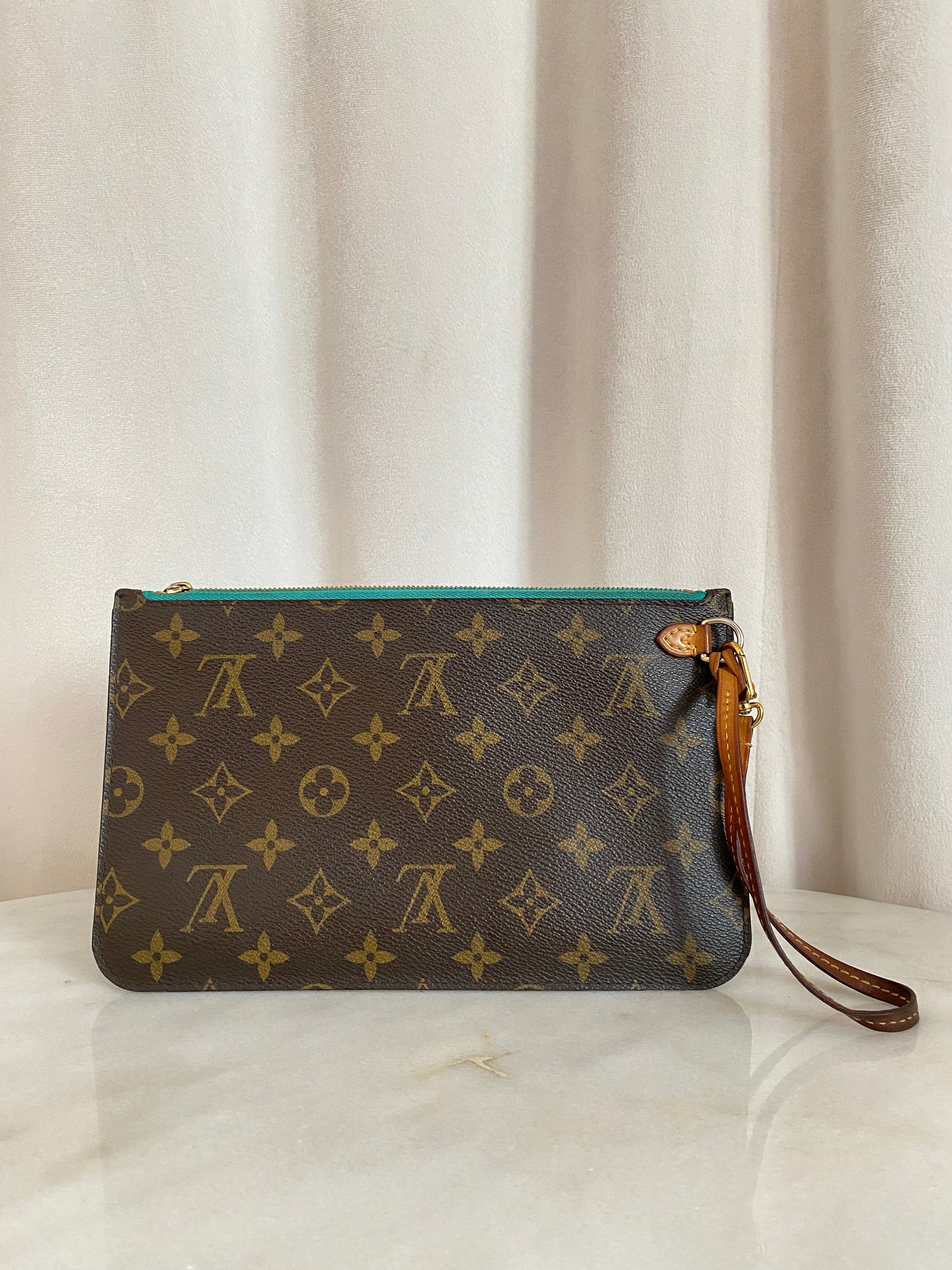 Louis Vuitton Monogram Turquoise Neverfull MM Pochette