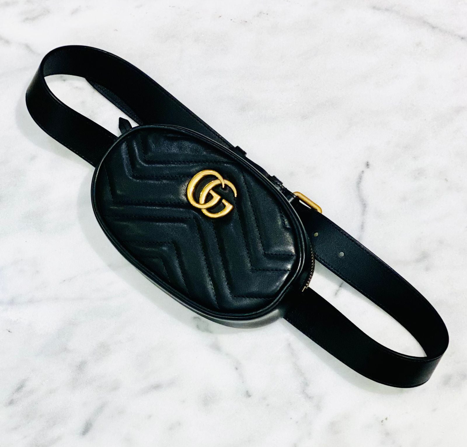 Gucci Black GG Marmont Mini Belt Bag