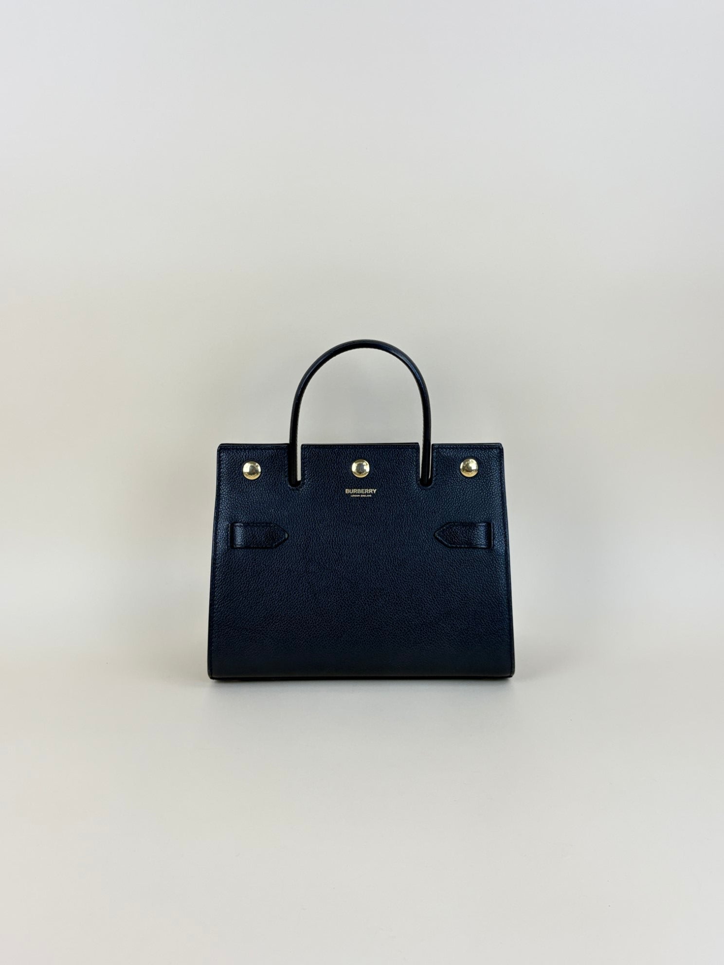 Burberry Black title mini grainy tote bag