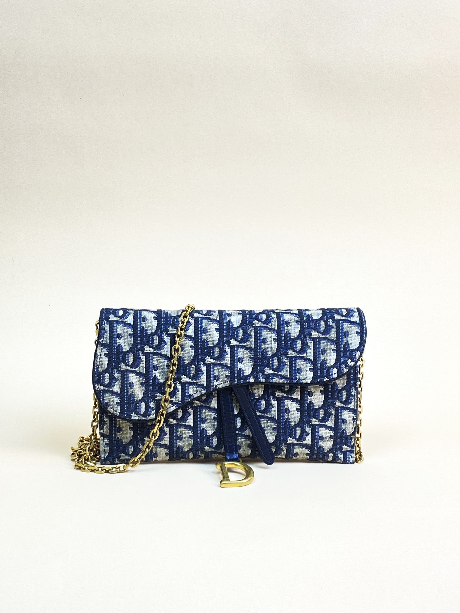Christian Dior blue Oblique Saddle Chain Pouch-shoulder bag-Christian Dior-The Closet Egypt