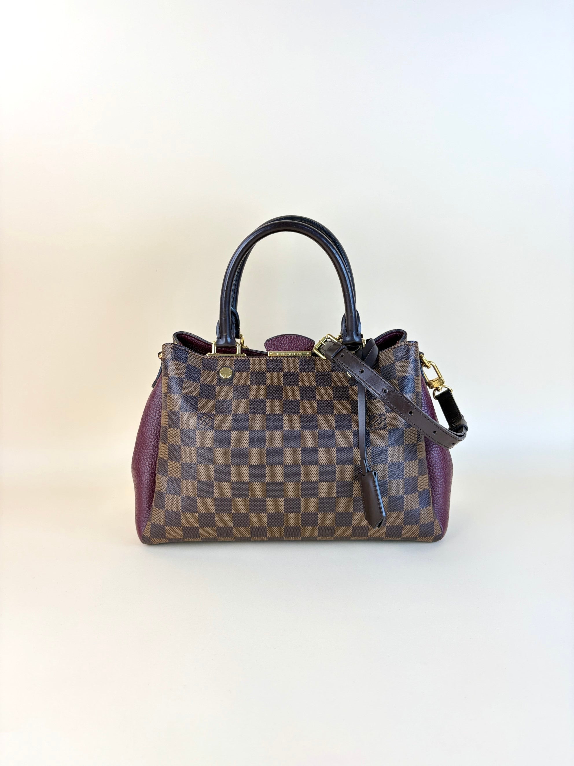 Louis Vuitton Damier Ebene Bordeaux Brittany Tote Bag with Strap