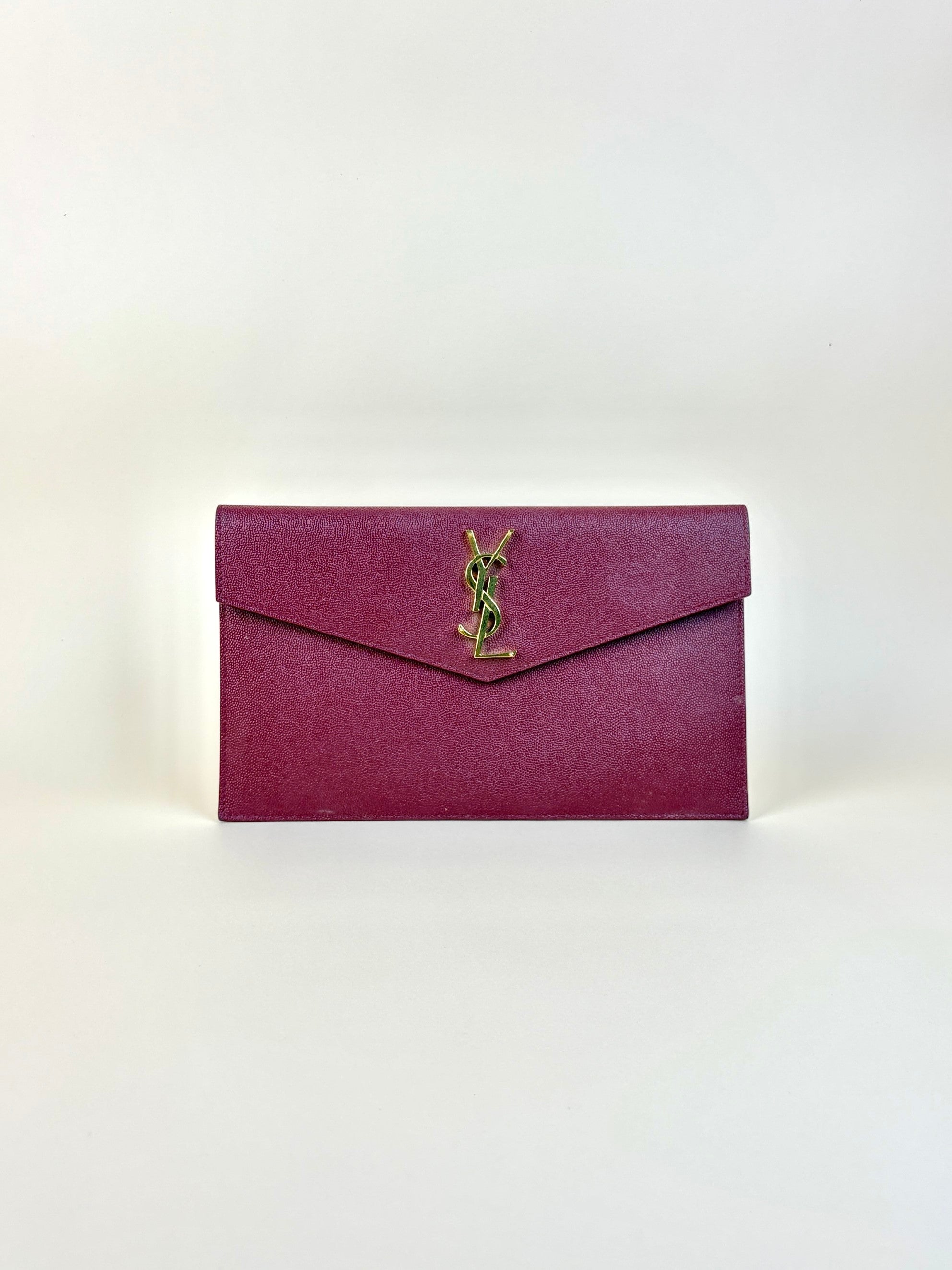 YSL burgundy leather Uptown pouch