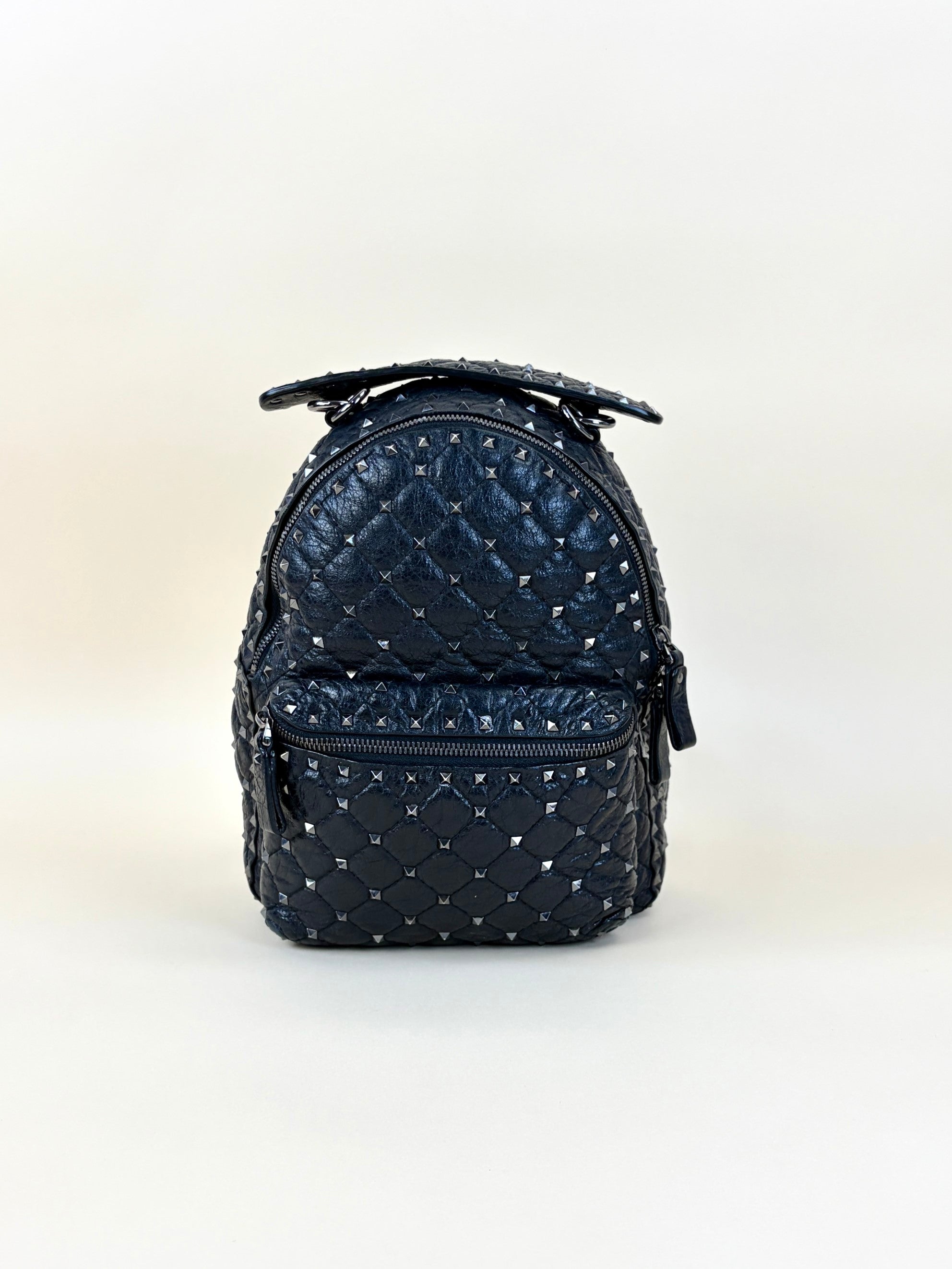 Valentino backpack spike stud black leather