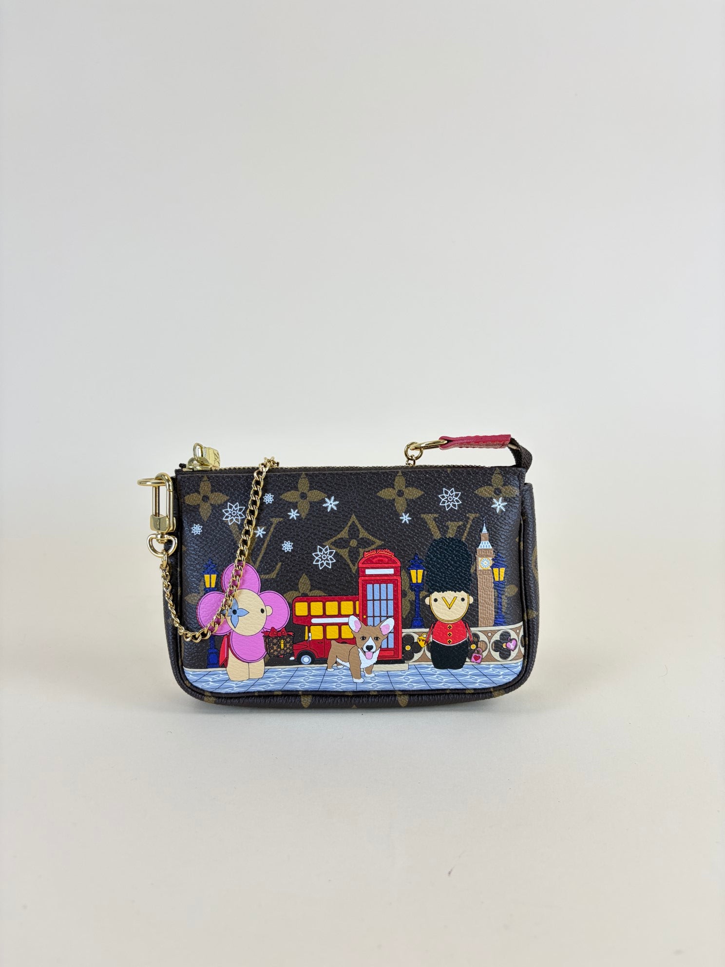 Louis Vuitton Monogram Red 2022 Holiday Christmas Animation Paris Mini Pochette