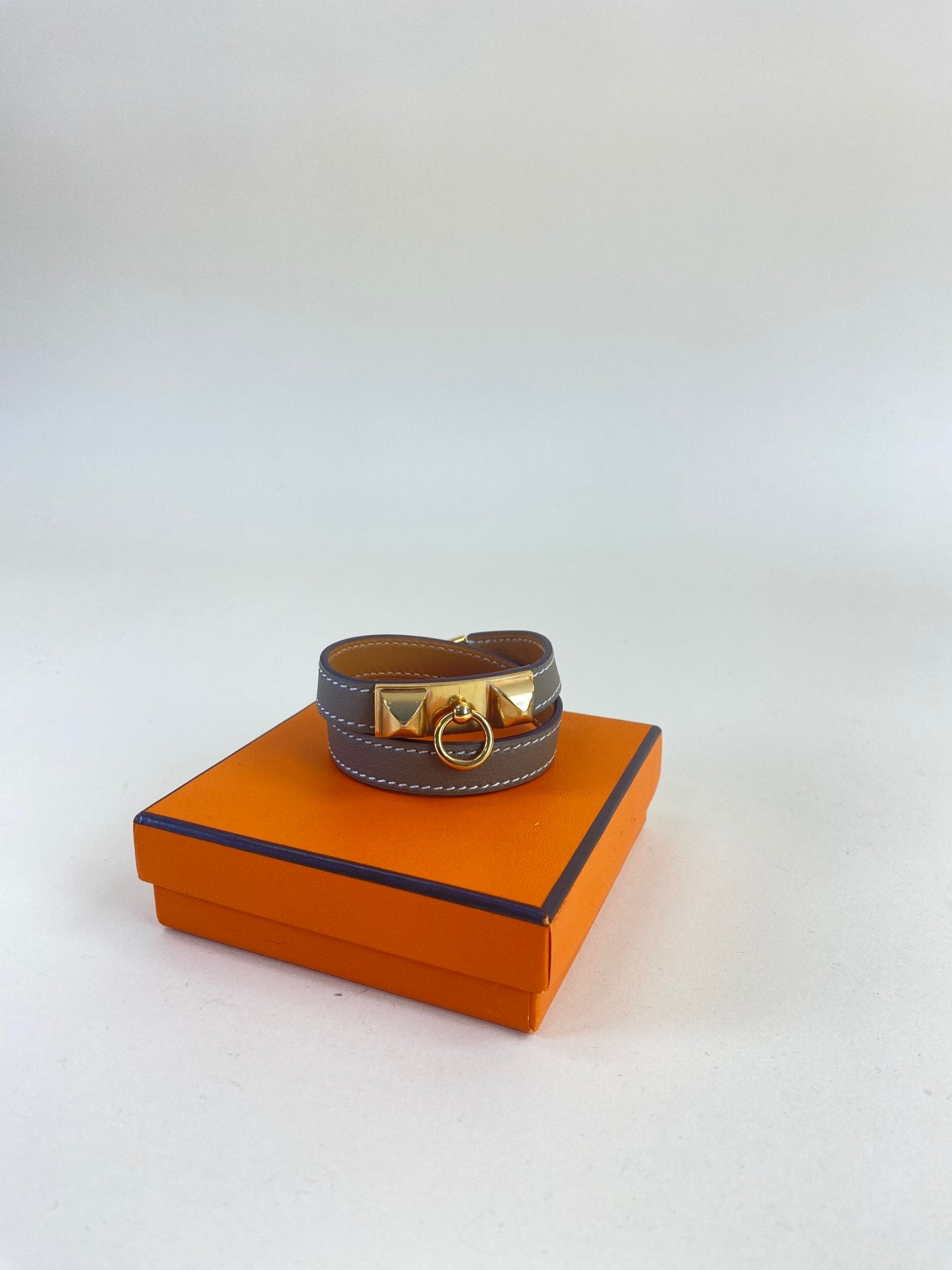 Hermes Etoupe Rivale Double Tour Bracelet