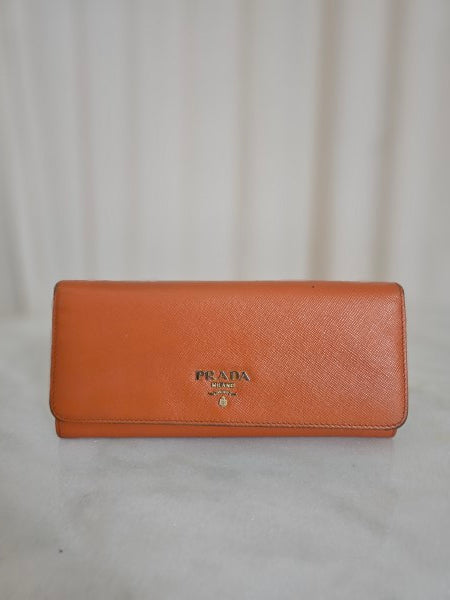 Prada Orange Long Wallet