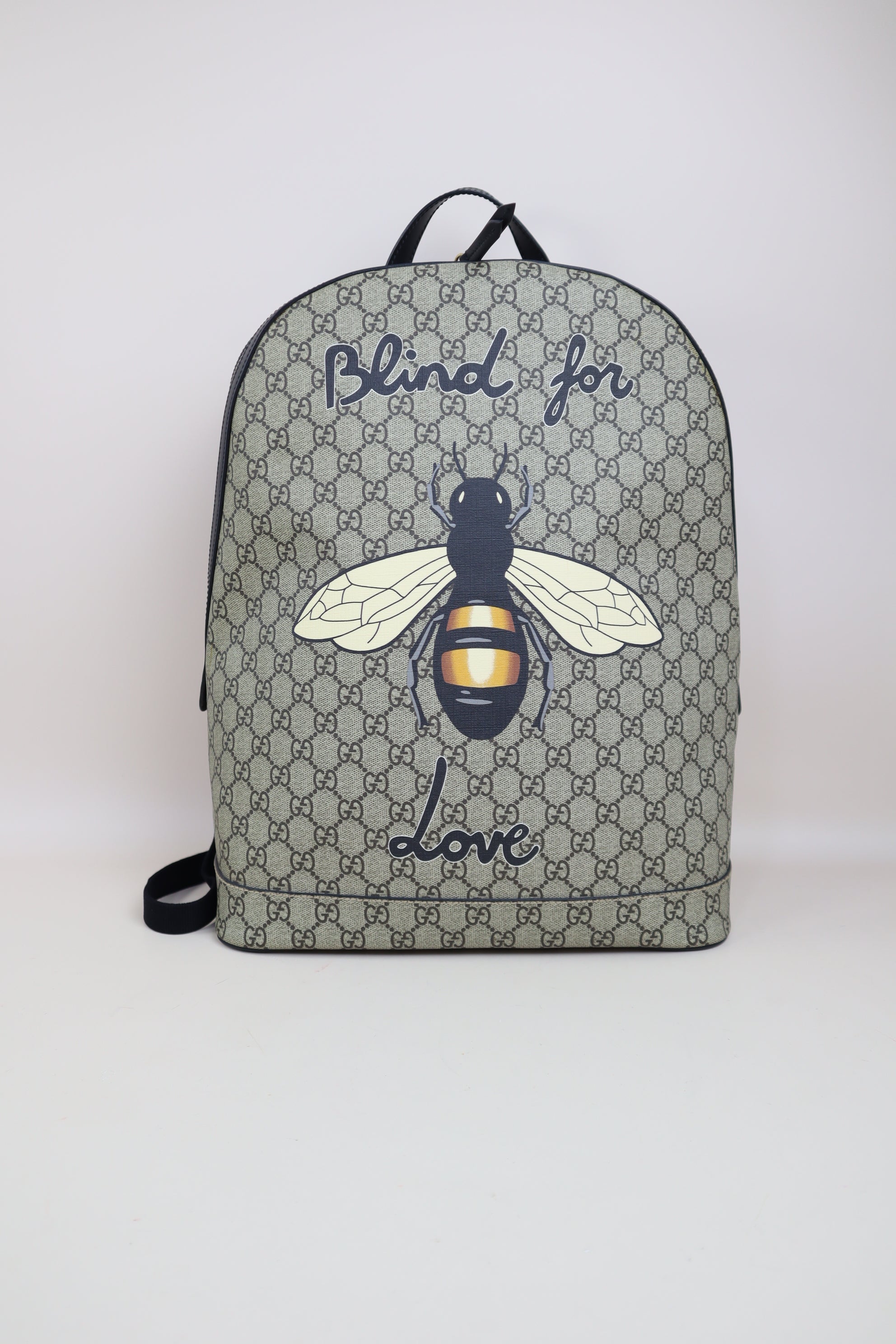 Gucci Black Supreme GG Bee Print Backpack Bag