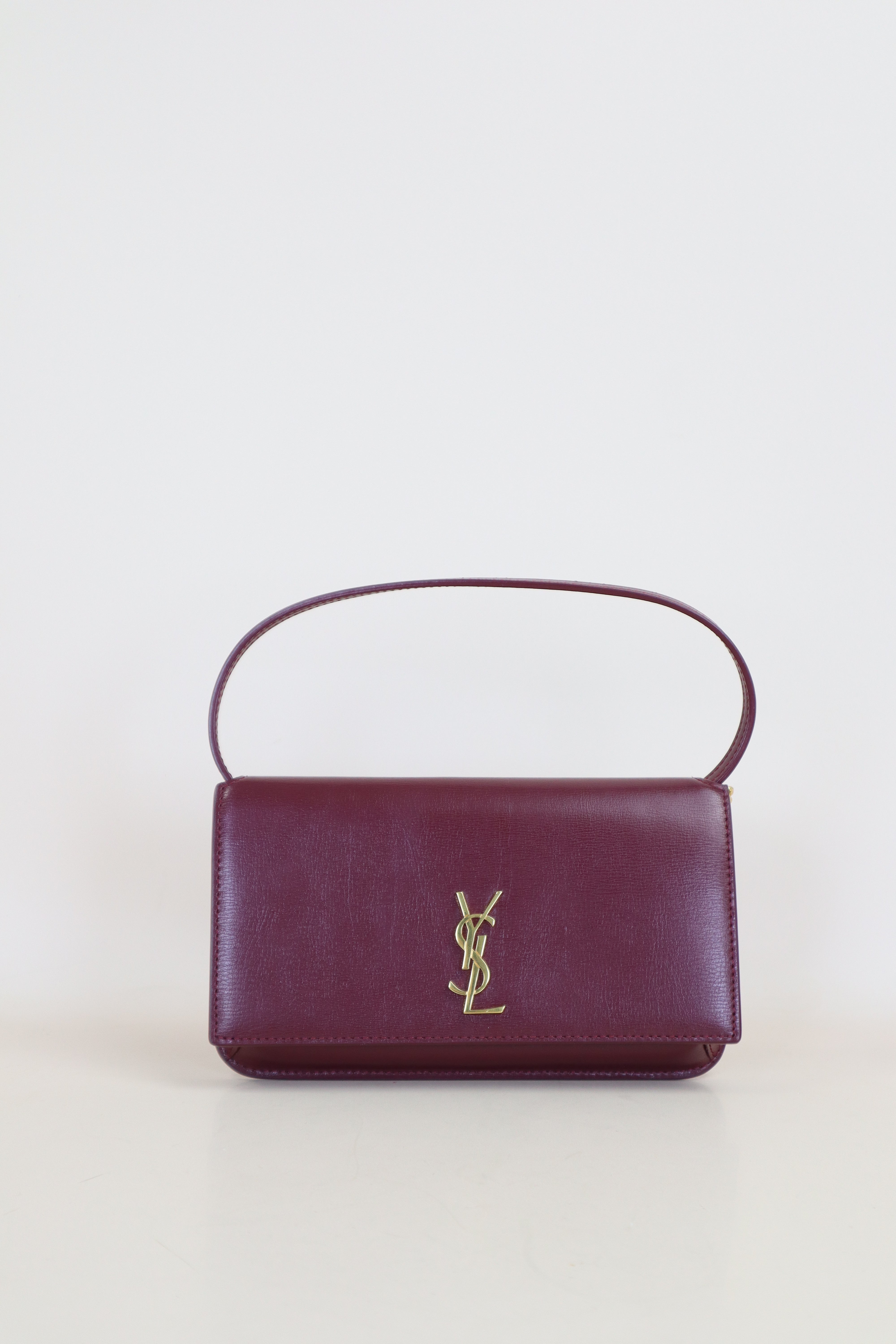 YSL Burgundy Cassandre Phone Holder with Strap