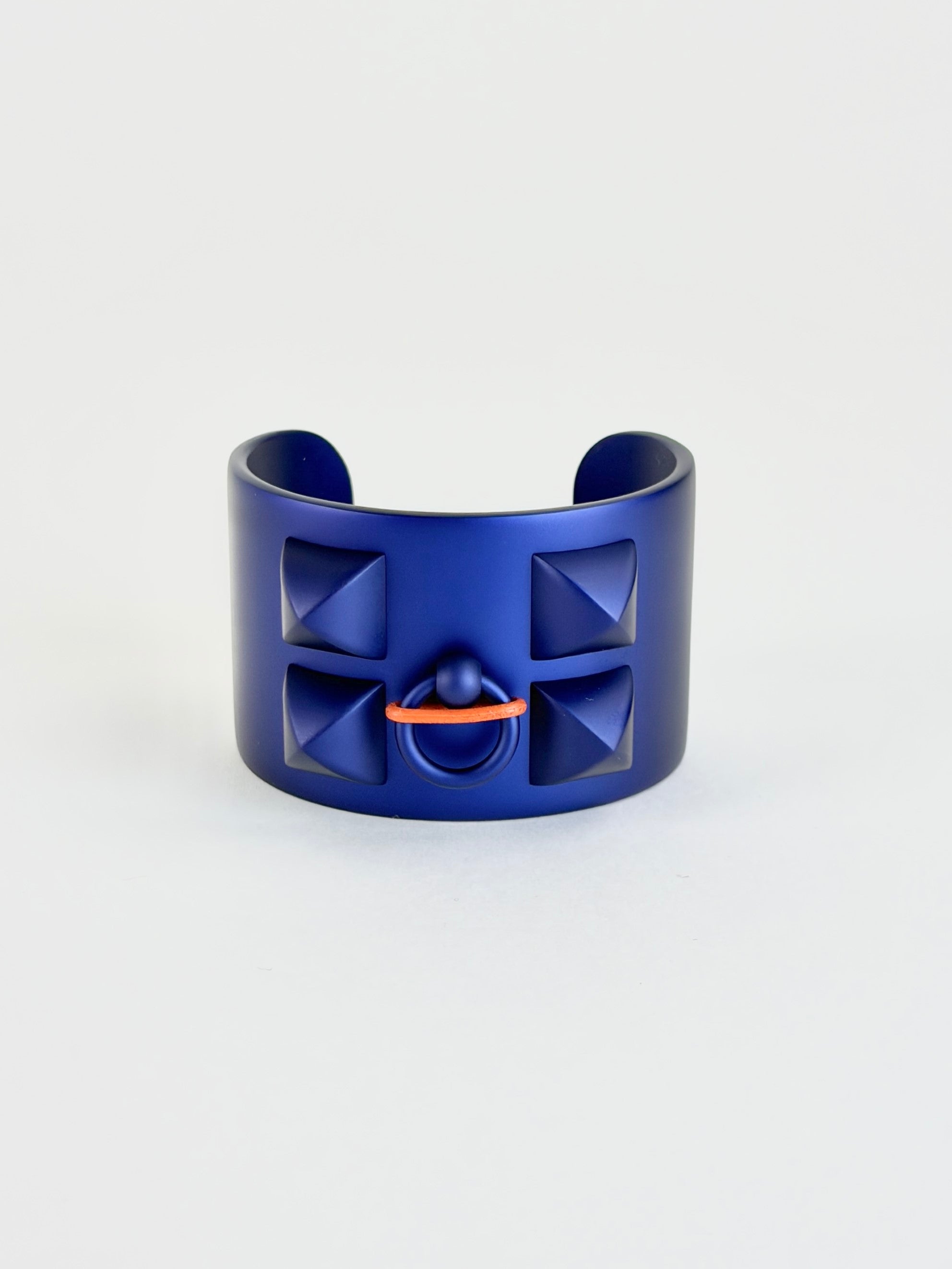 Hermes blue anodized aluminum collier de chine sunset cuff bracelet