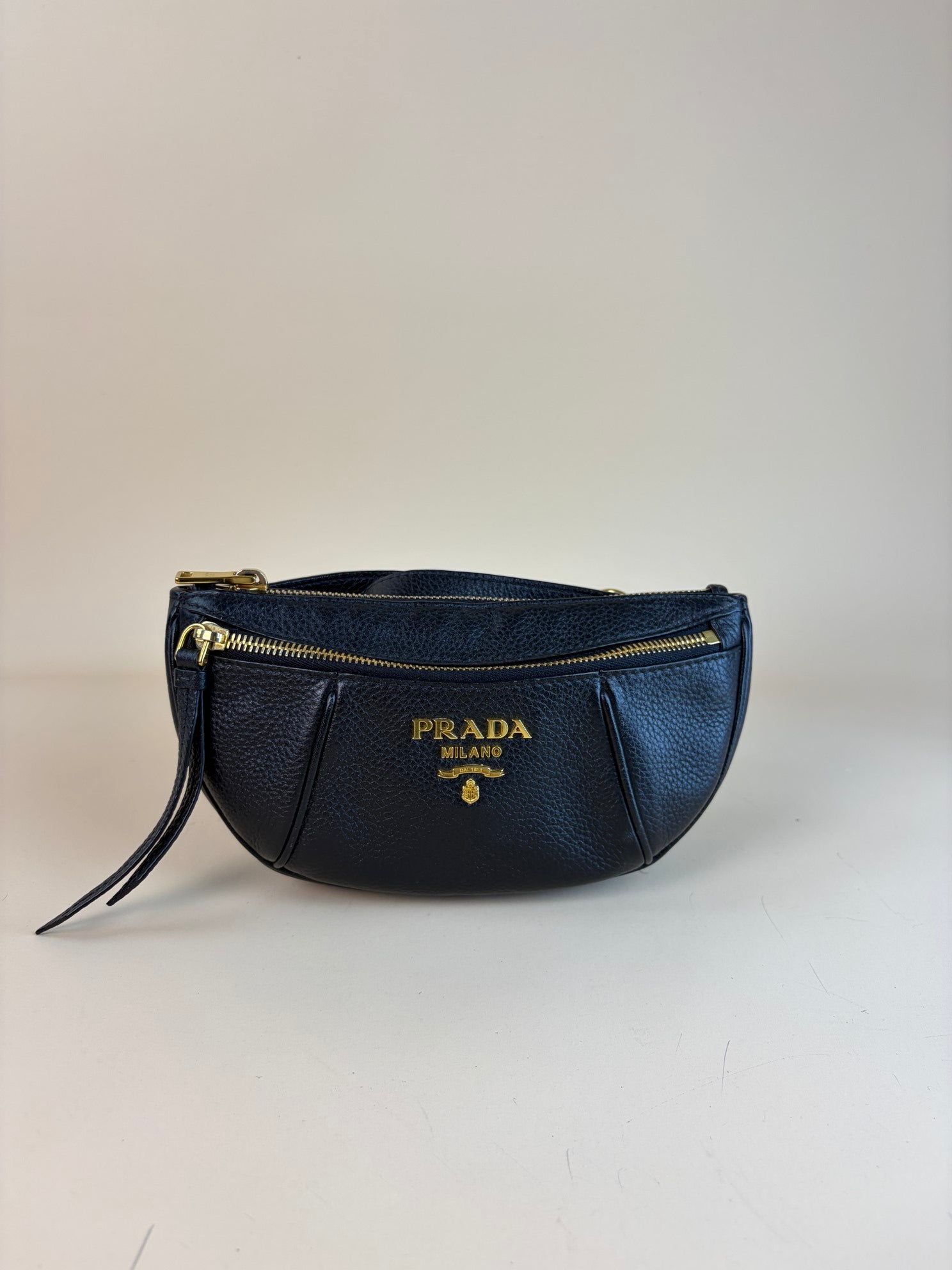 PRADA vitello danio black waist bag