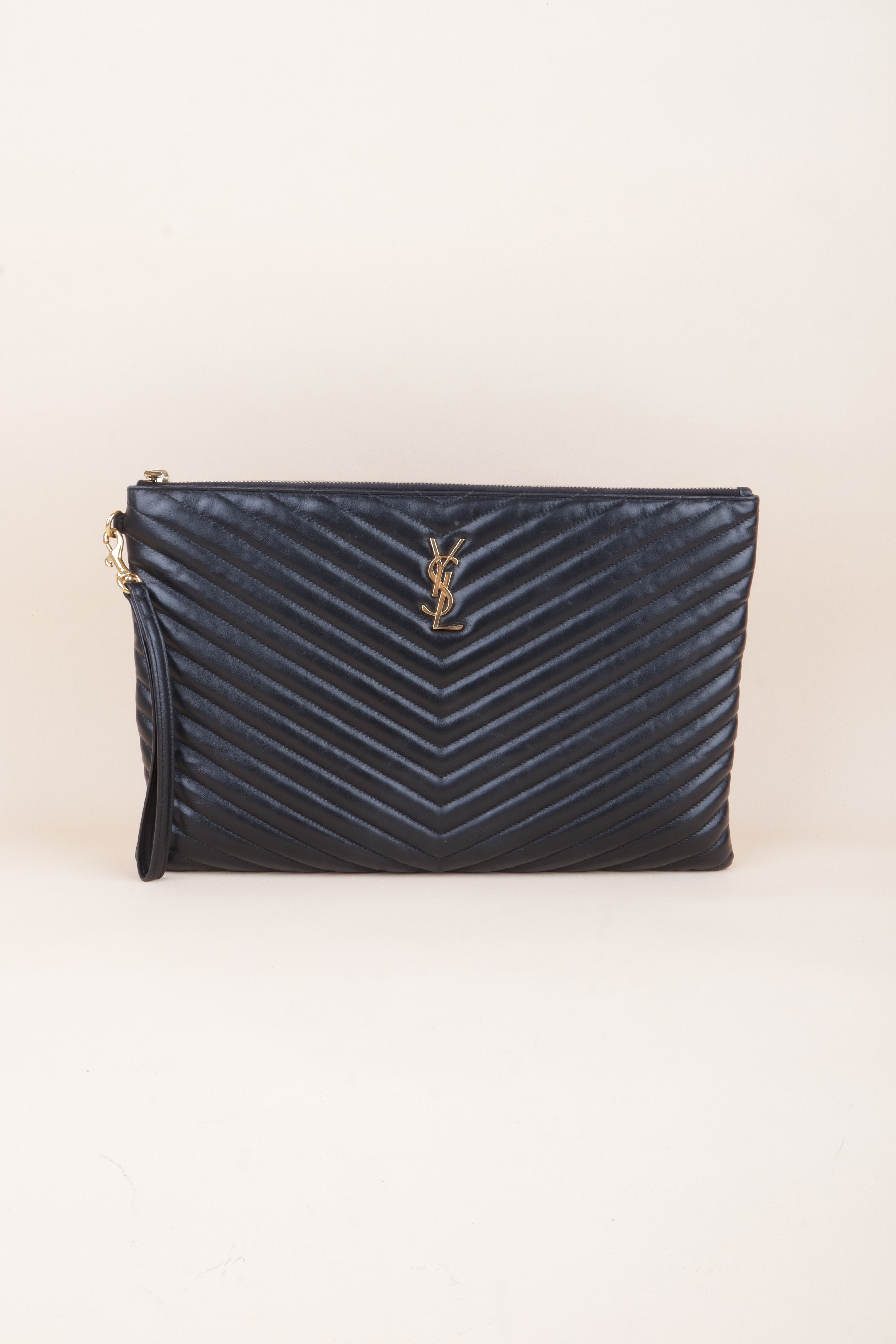 YSL matelassé document holder black large casnnadre L pouch