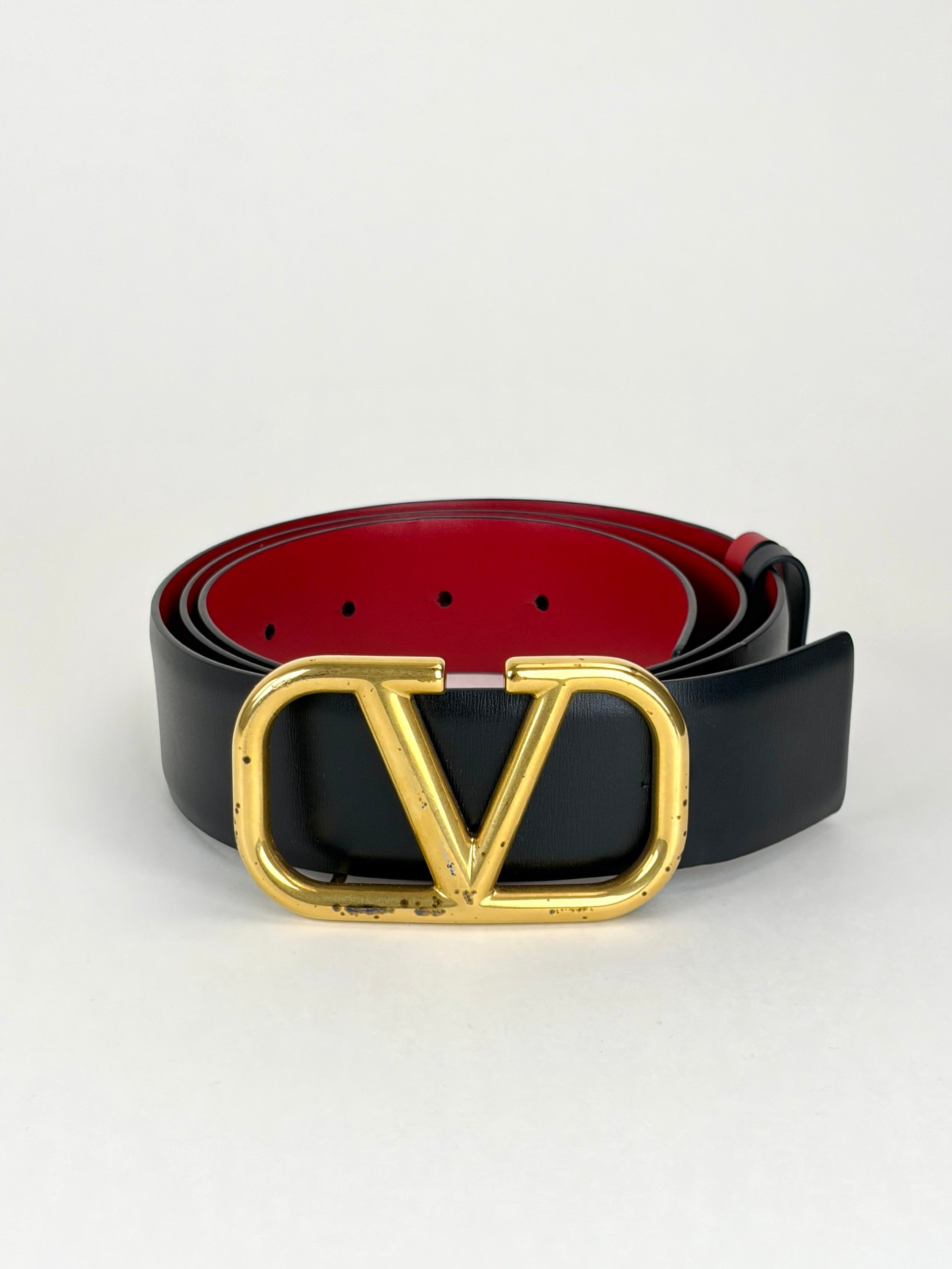 Valentino black and red V logo signature reversible belt 40 mm