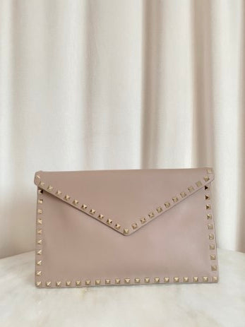 Valentino Nude Envelope Studded Clutch