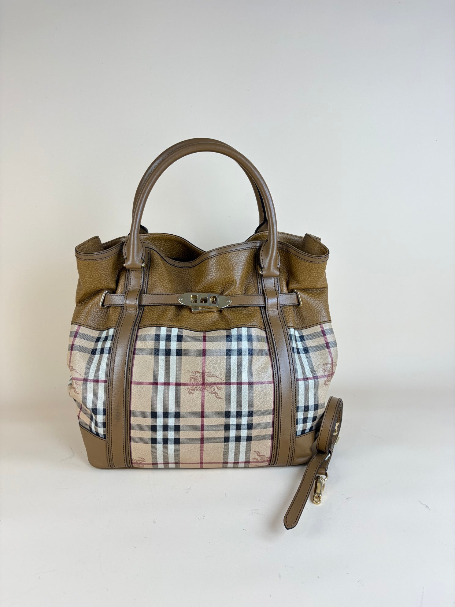 Burberry Beige Golderton Haymarket Tote Bag