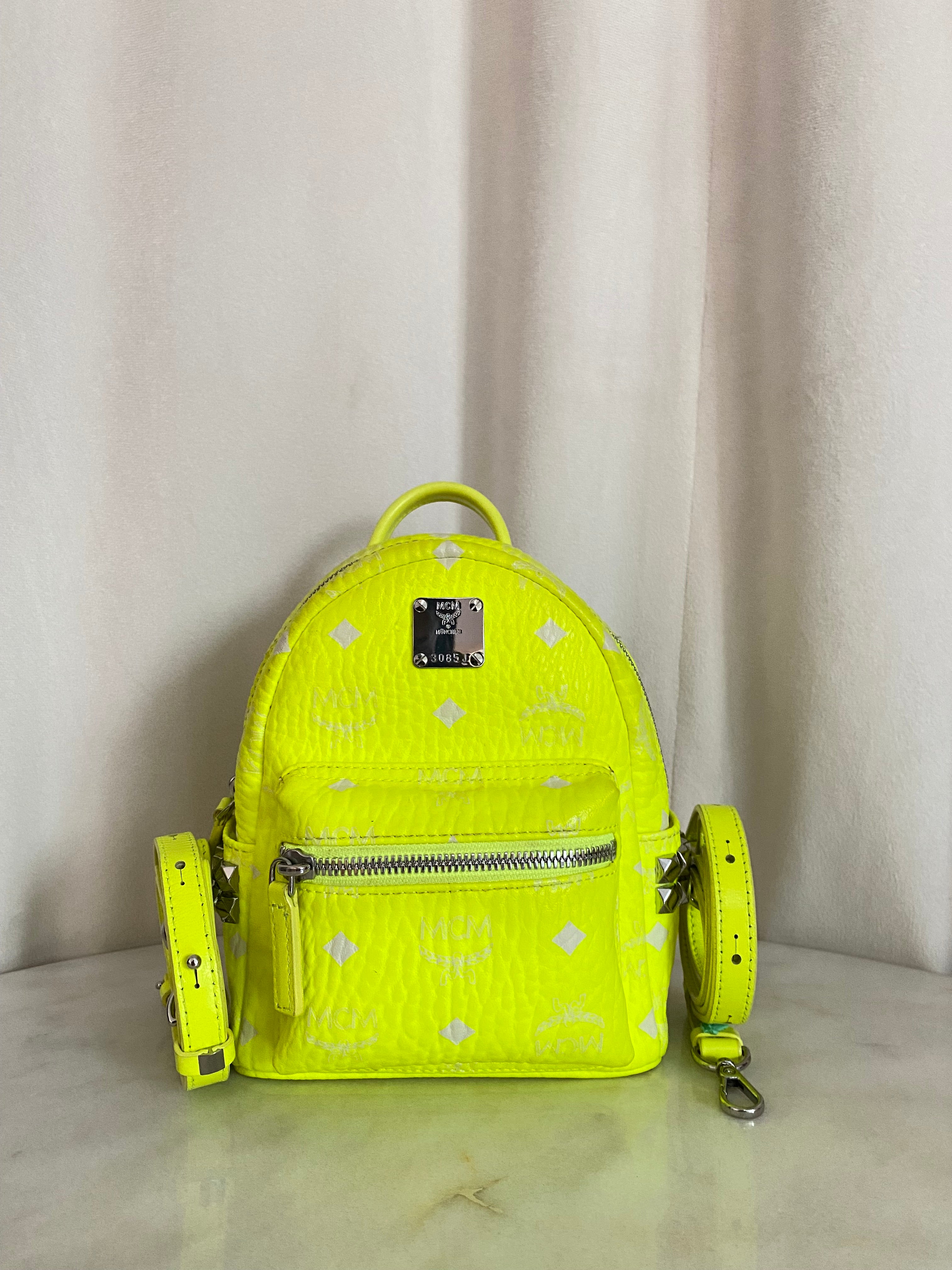 MCM Green Lemon Backpack and Crossbody Bag