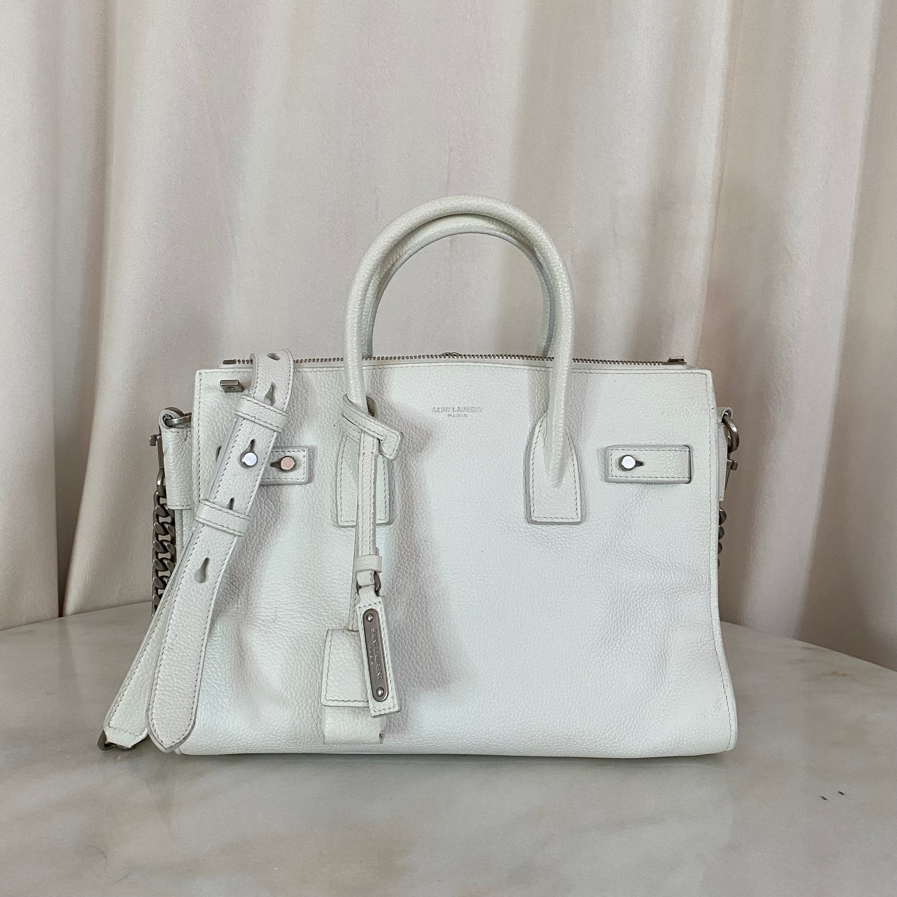 YSL White Sac De Jour Small Bag