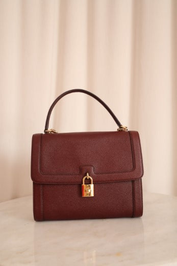 Dolce & Gabbana Burgundy Padlock Shoulder Bag