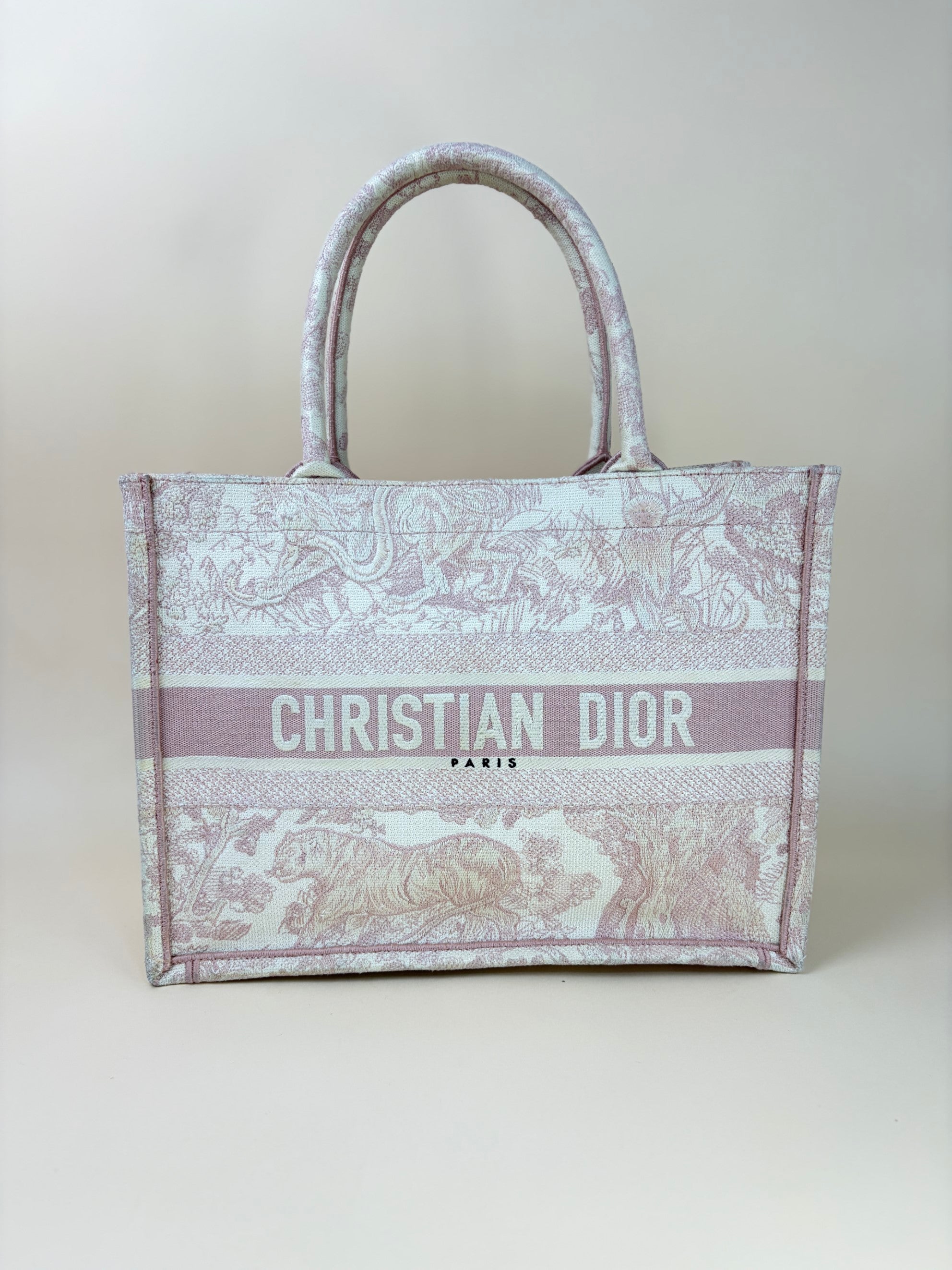 Christian Dior pink book tote medium canvas