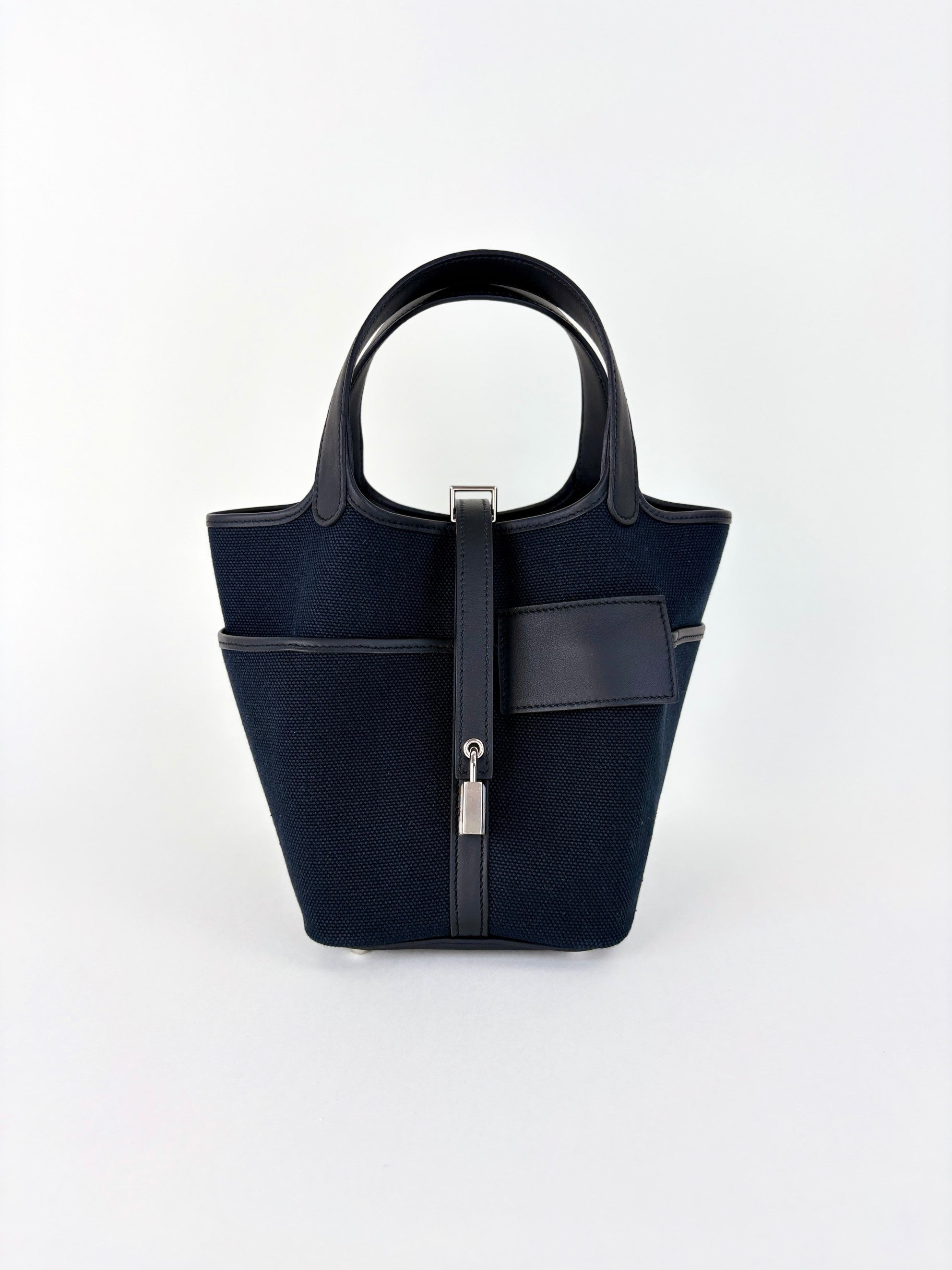 Hermes cargo picoting pocket lock 18noir Golland canvas and swift calfskin palladium Hardware