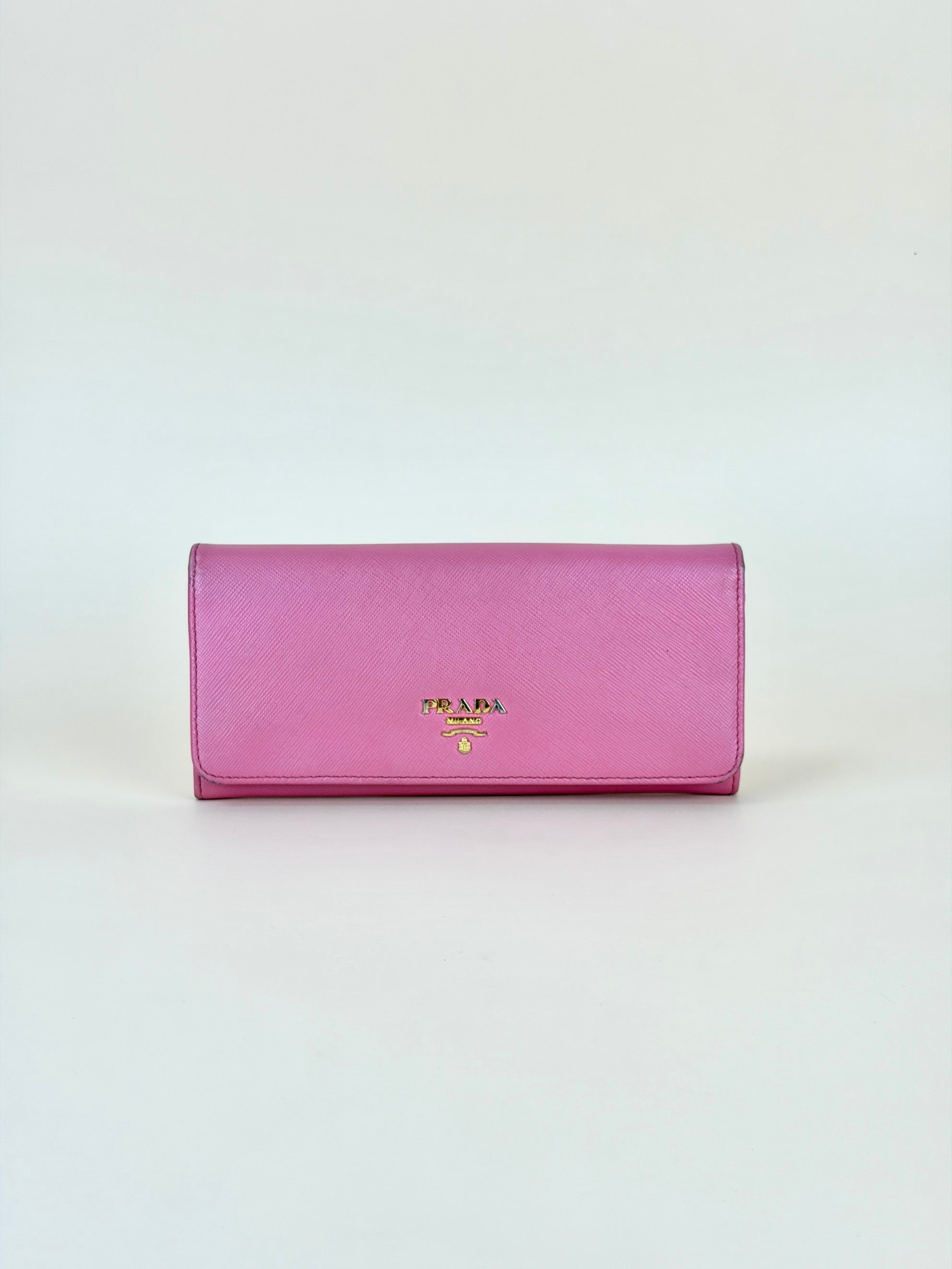 Prada Pink Metal Continental Long Wallet