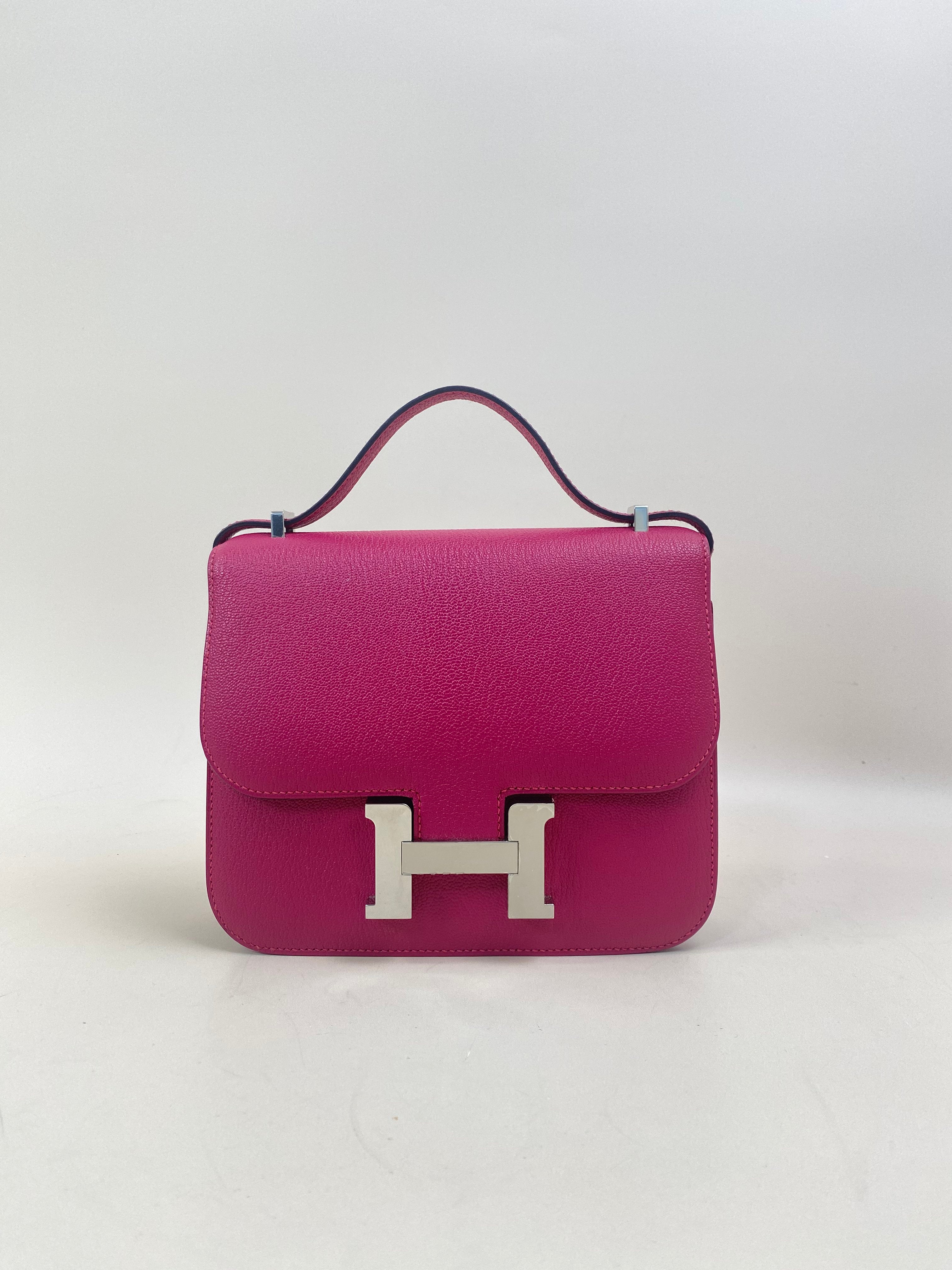 Hermes Framboise Chevre Constance Shoulder Bag