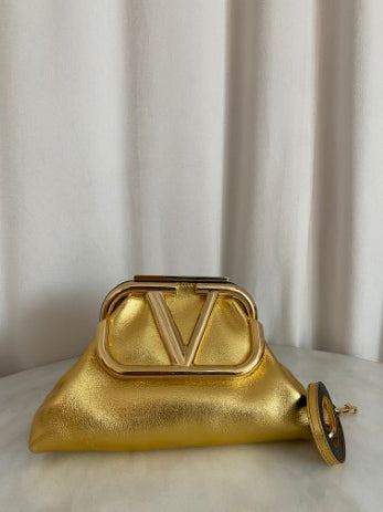 Valentino Gold Super V Clutch