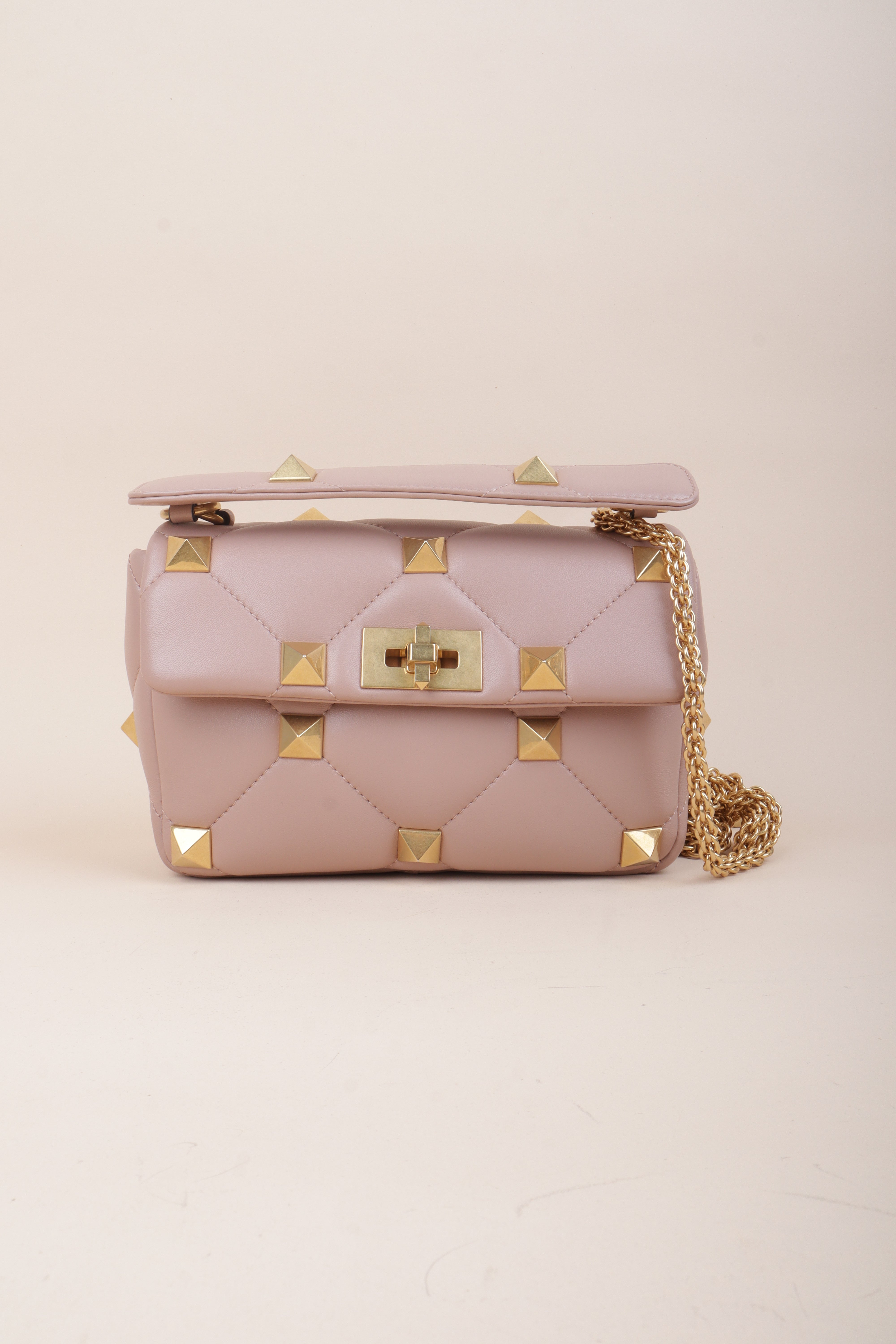 Valentino Rose Roman Stud Medium Shoulder Bag with Chain