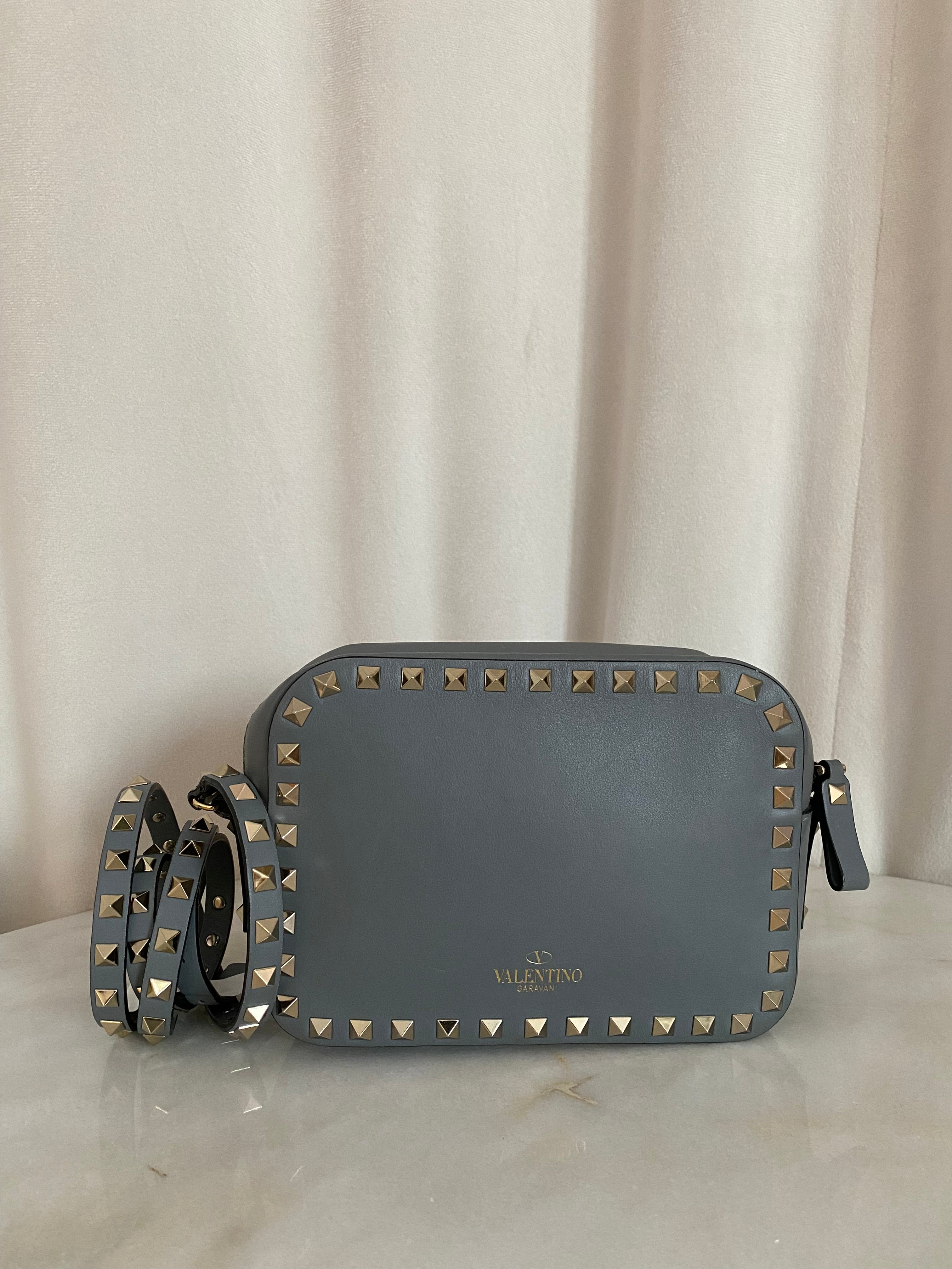 Valentino Gray Rockstud Crossbody Bag