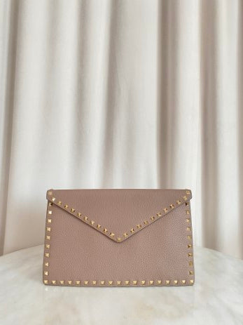 Valentino Nude Envelope Rockstud Pouch