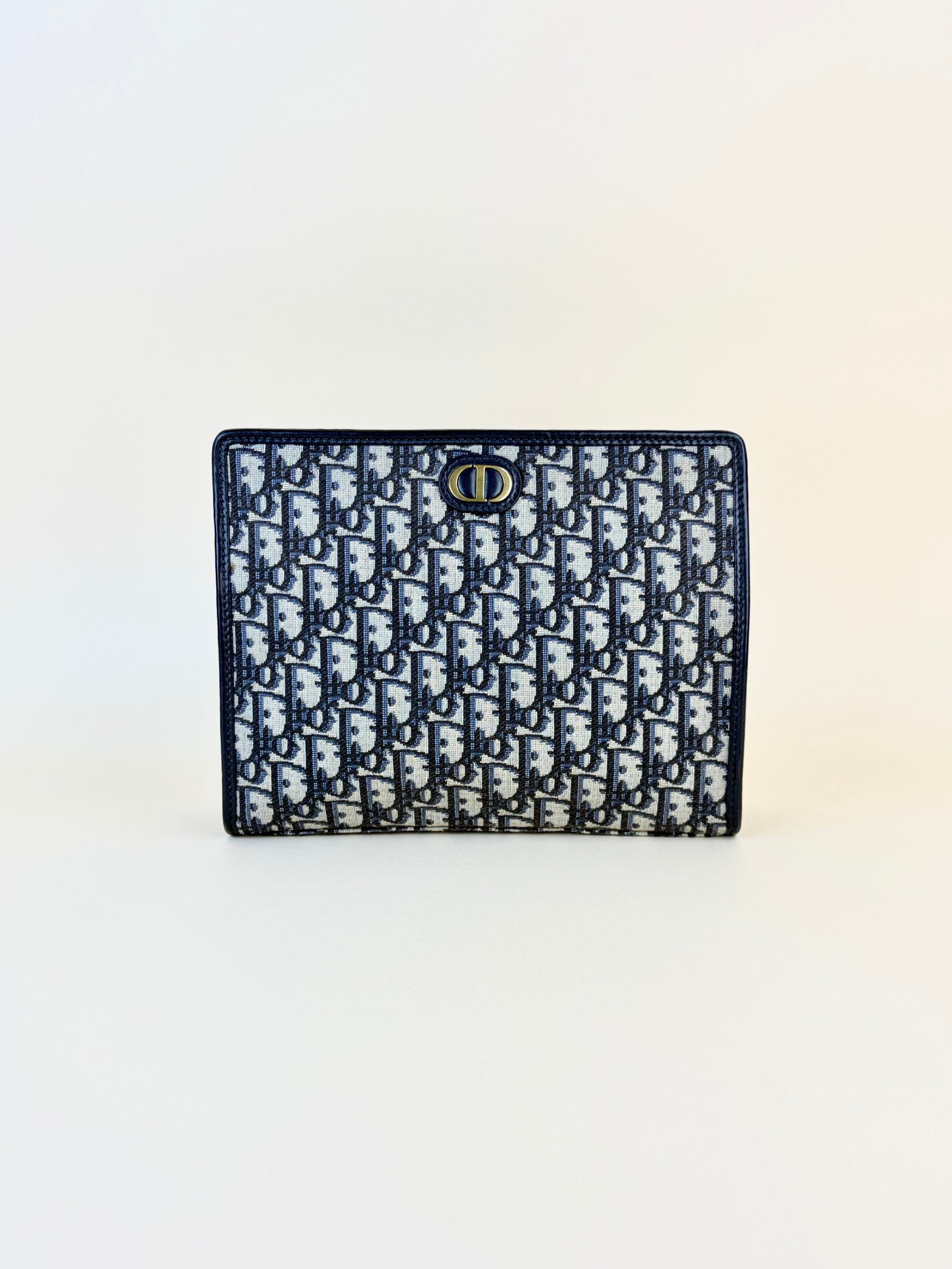 Dior blue oblique jacquard 30 Montaigne dea  pouch clutch