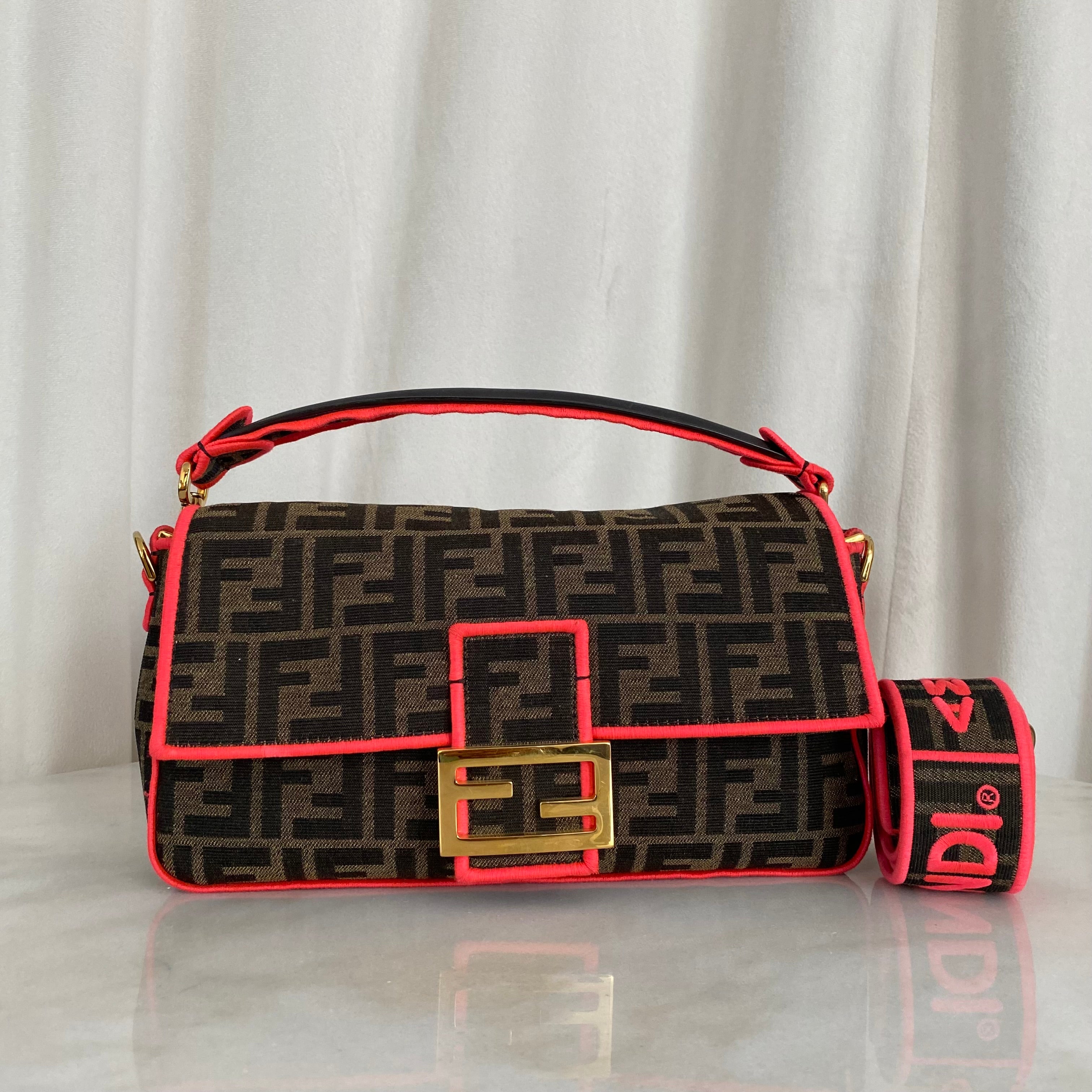 Fendi Bicolor Baguette FF Top Handle Bag W Strap