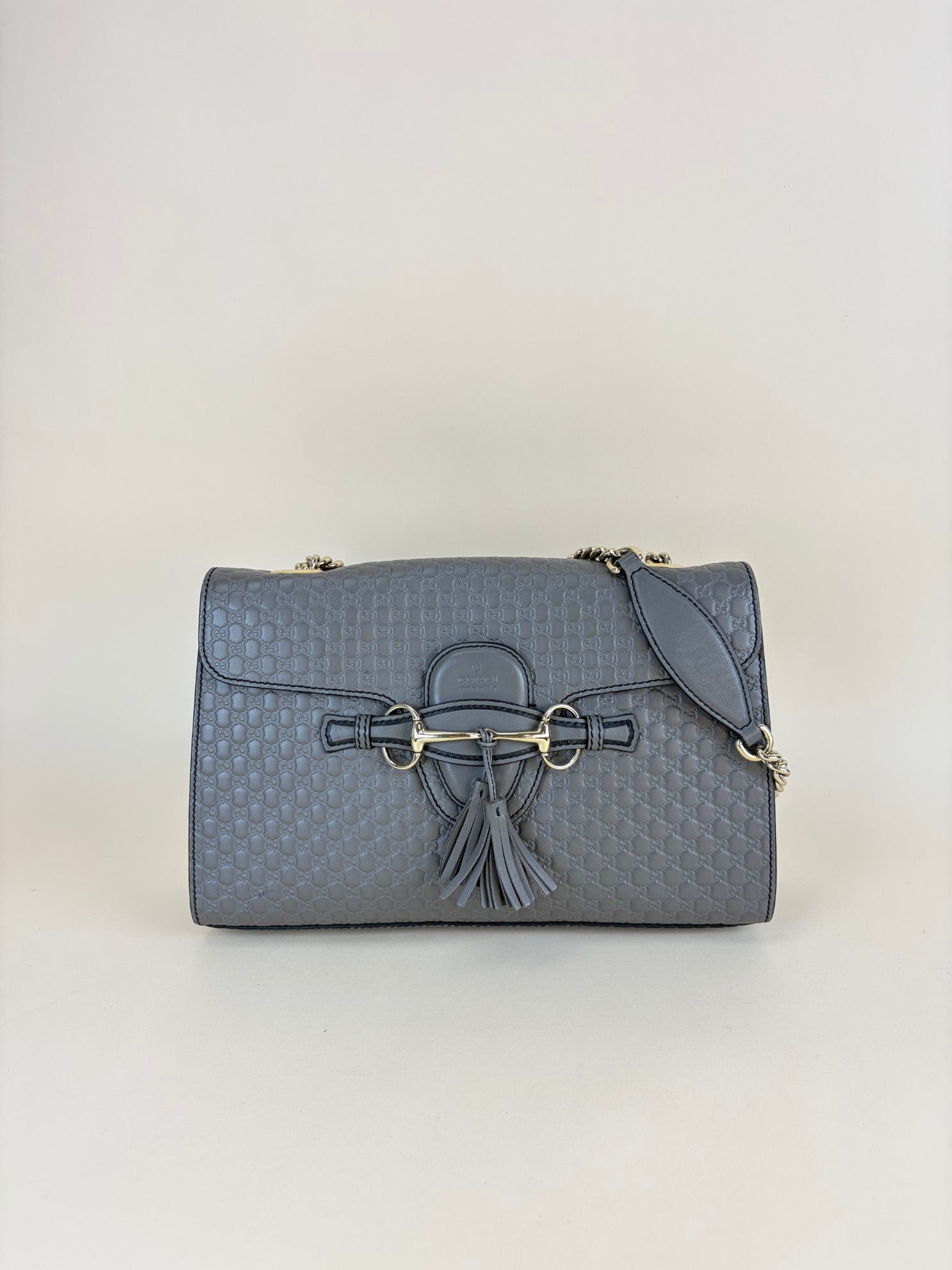 Gucci Grey Medium Micro Guccissima Emily Chain Shoulder Bag