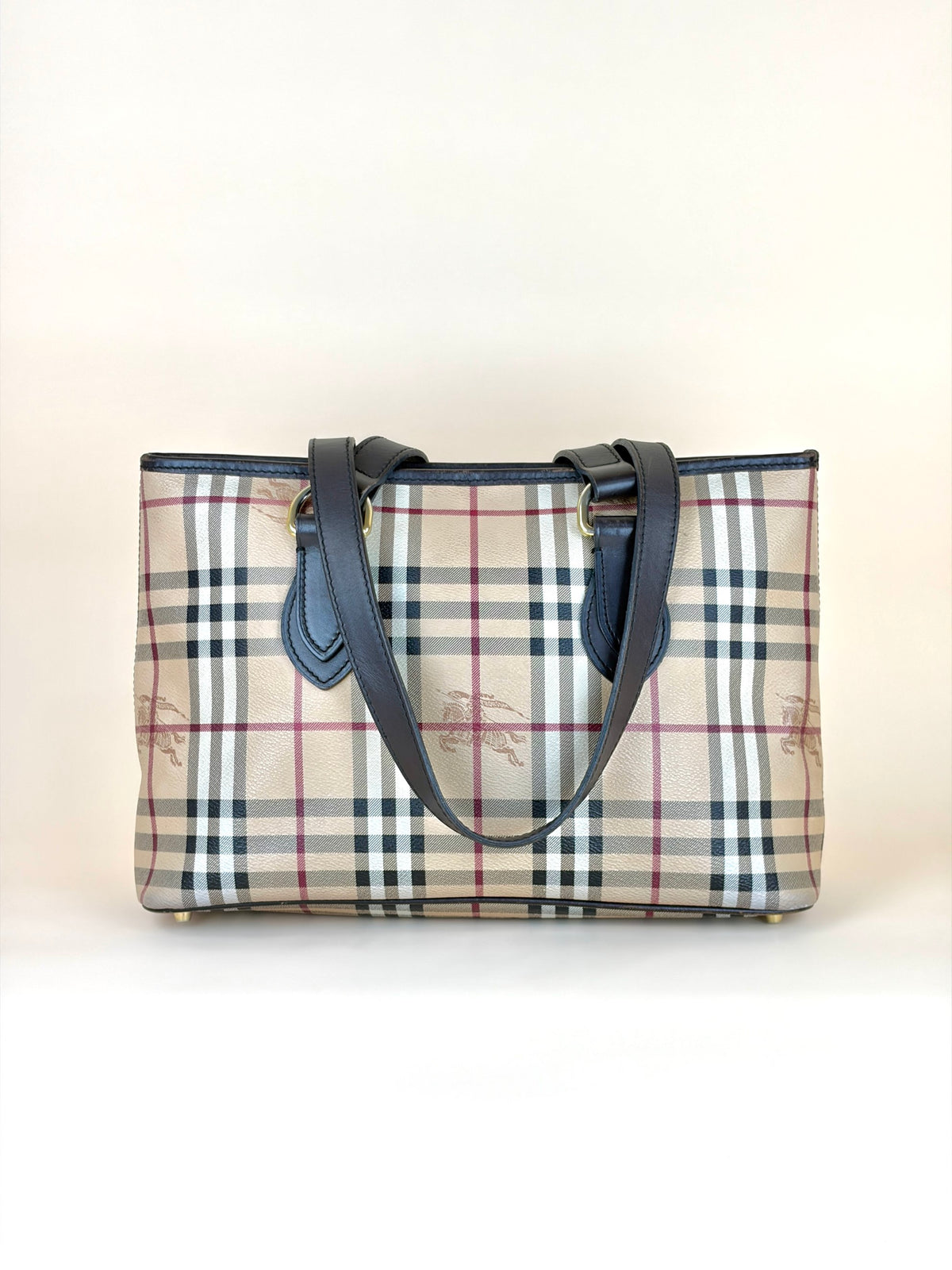 Burberry brown leather haymarket check meduim regent tote bag