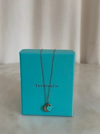 Tiffany & Co Silver Mini Necklace W/ 2 Hearts