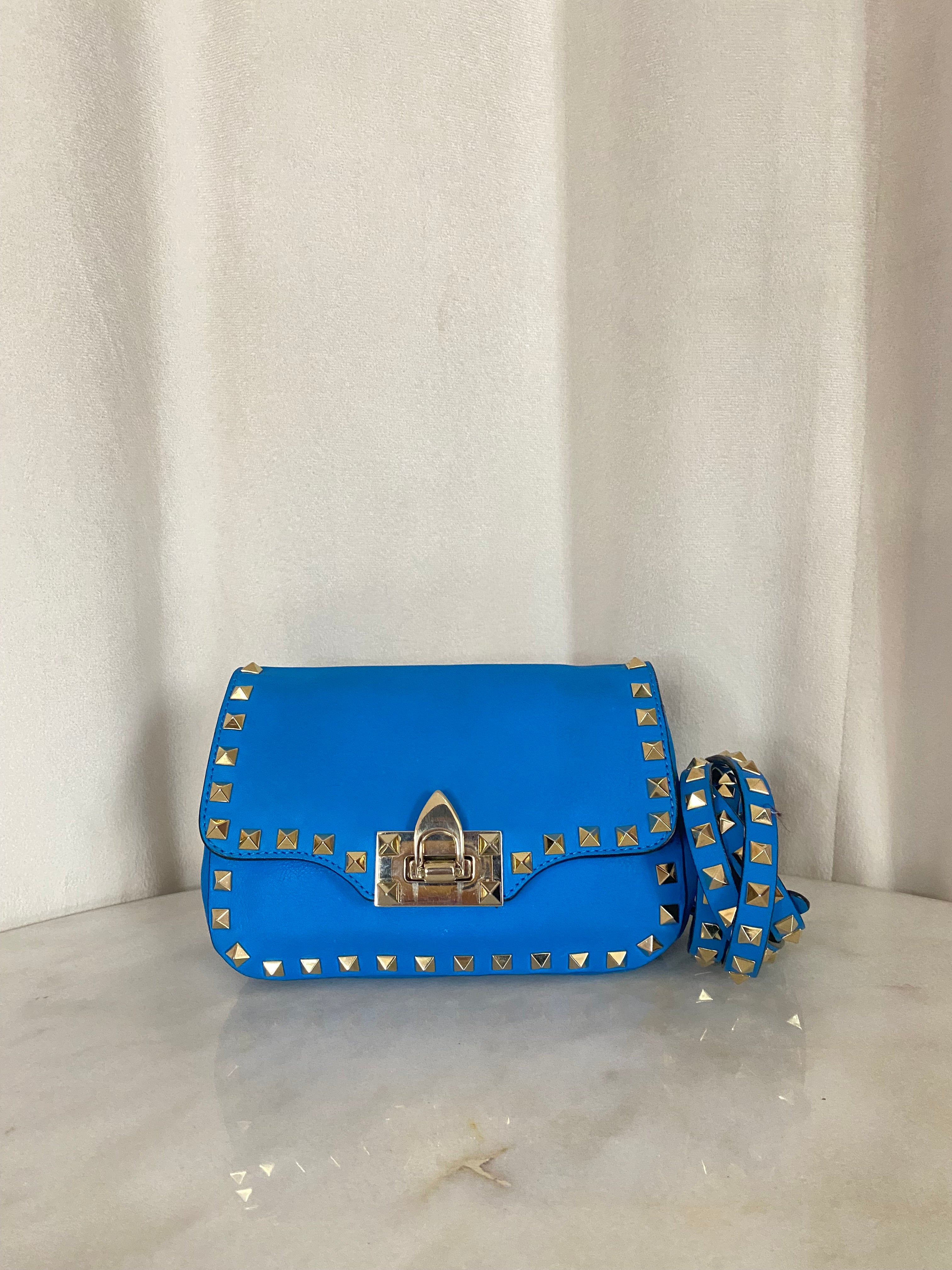 Valentino Light Blue Studded Crossbody Bag