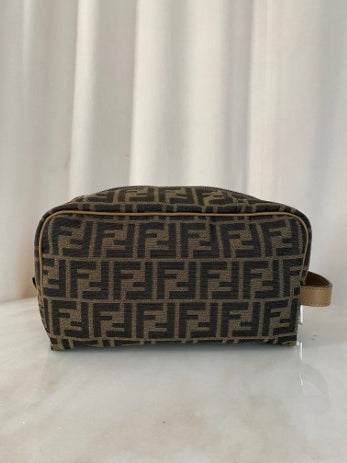 Fendi Tobacco FF Jacquard Fabric Toiletry